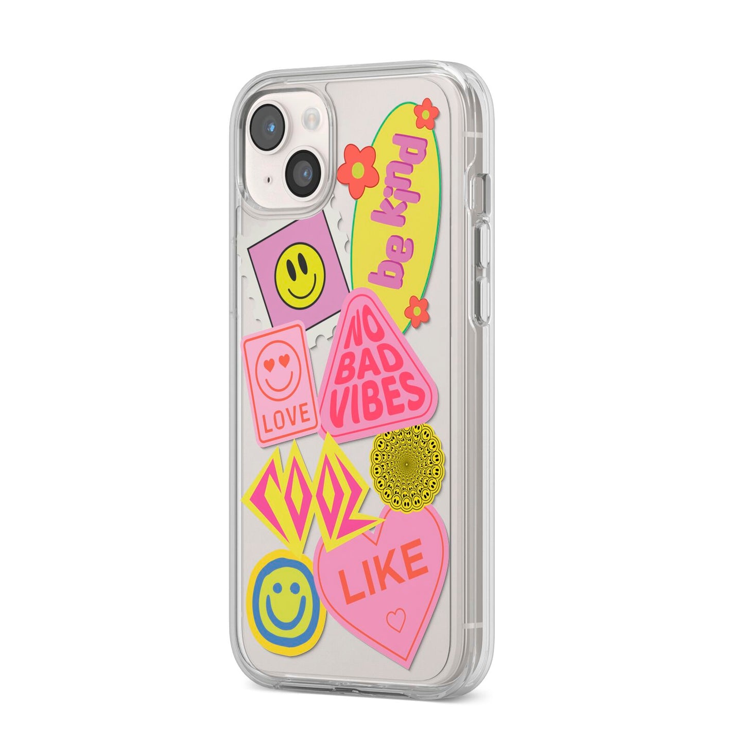 No Bad Vibes Sticker iPhone 14 Plus Clear Tough Case Starlight Angled Image