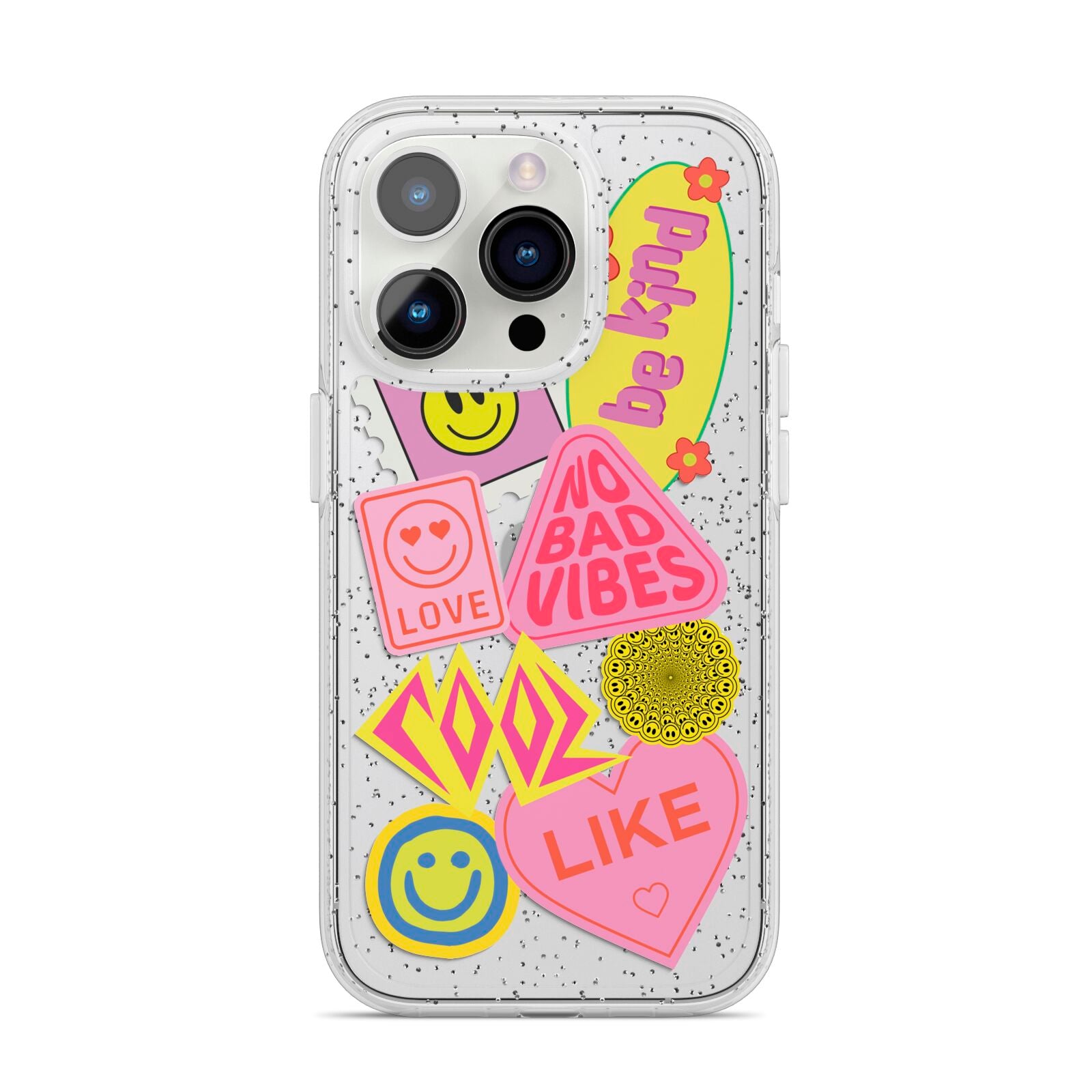 No Bad Vibes Sticker iPhone 14 Pro Glitter Tough Case Silver