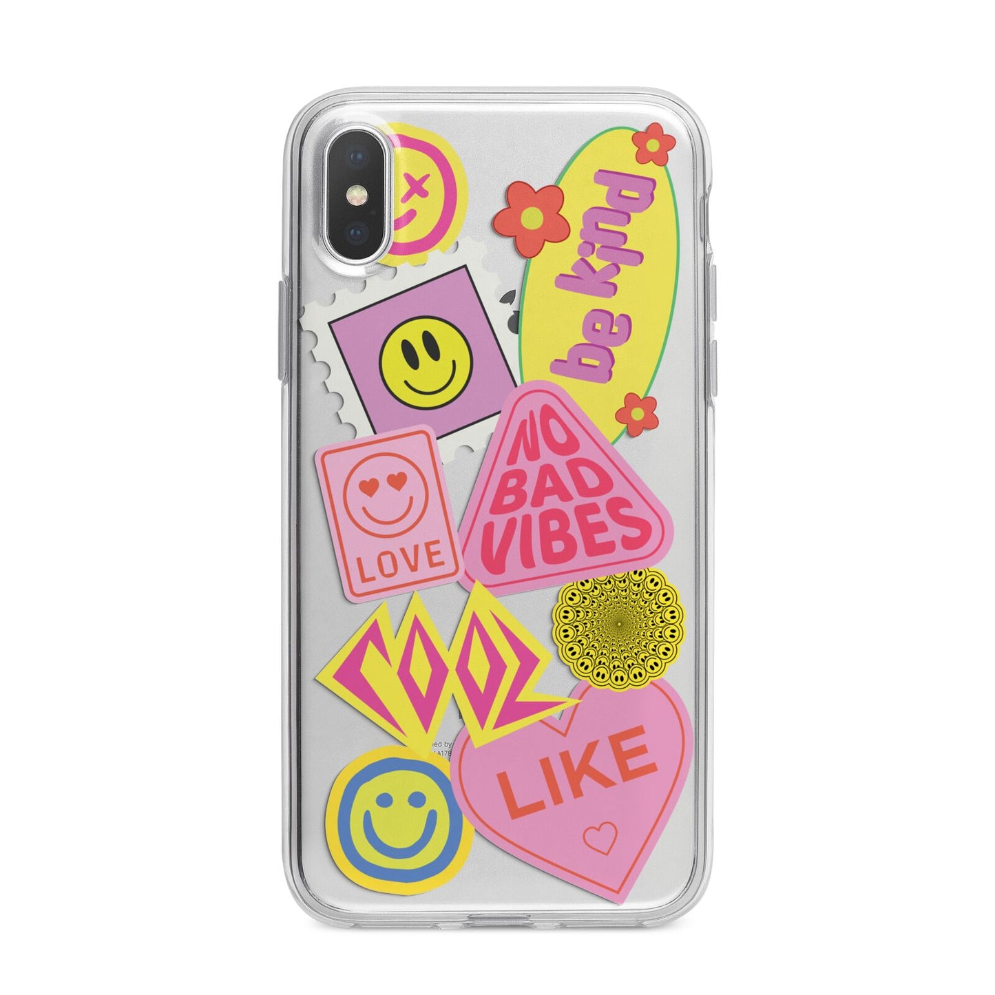 No Bad Vibes Sticker iPhone X Bumper Case on Silver iPhone Alternative Image 1