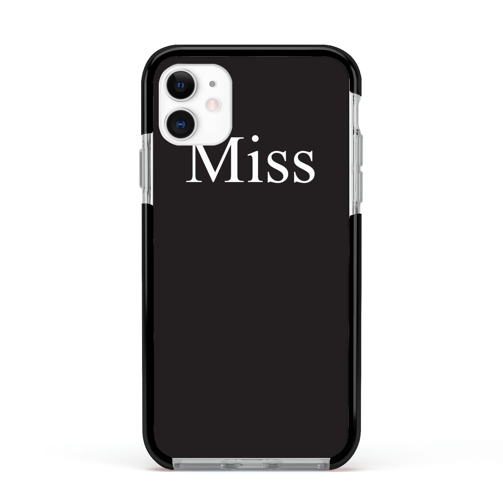 Non Personalised Miss Apple iPhone 11 in White with Black Impact Case