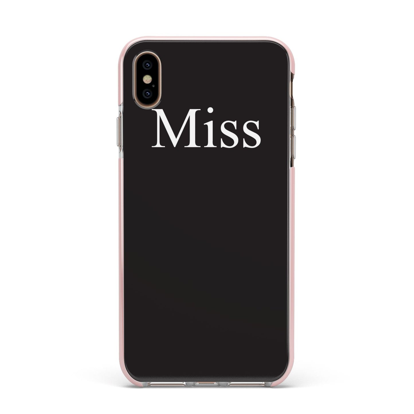 Non Personalised Miss Apple iPhone Xs Max Impact Case Pink Edge on Gold Phone