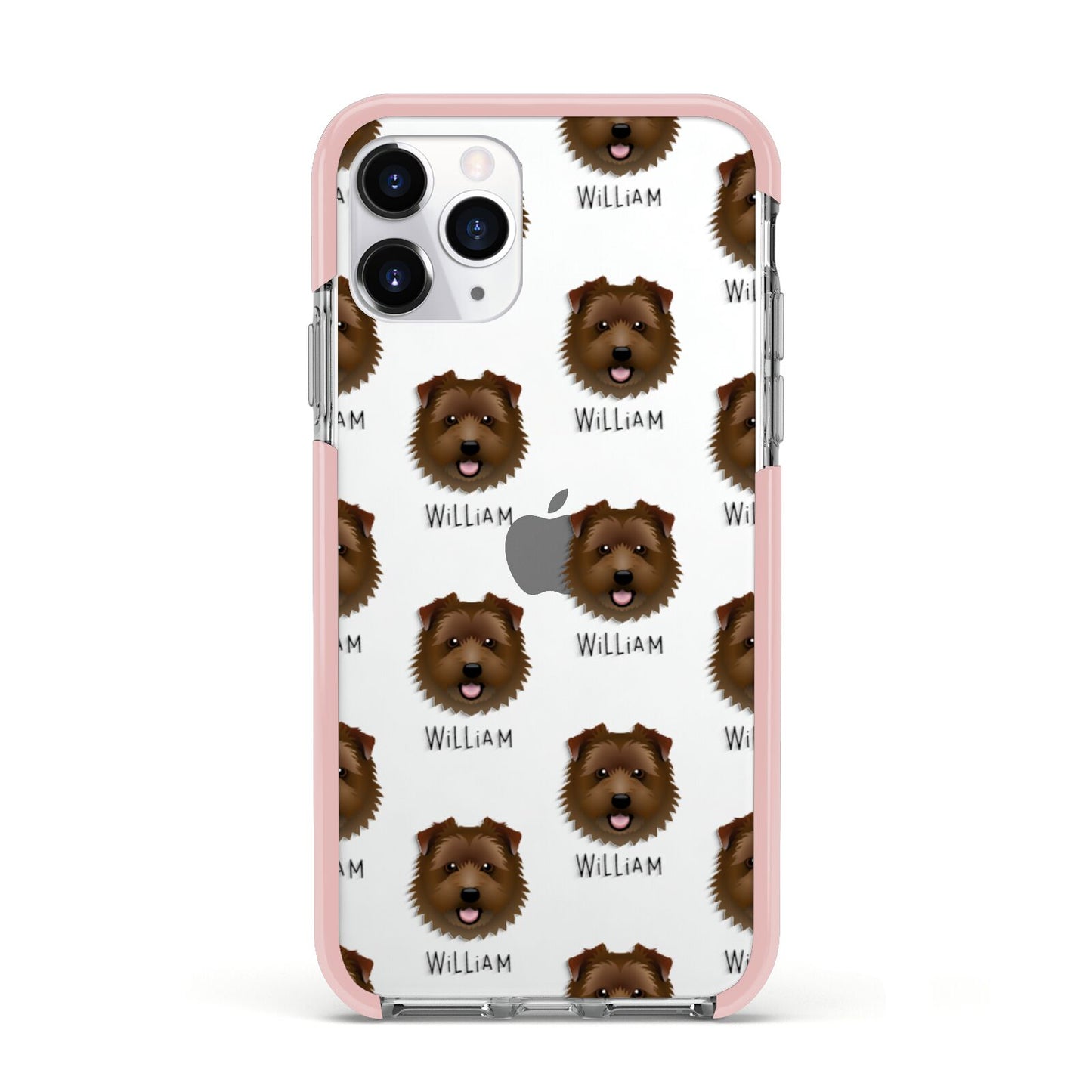 Norfolk Terrier Icon with Name Apple iPhone 11 Pro in Silver with Pink Impact Case