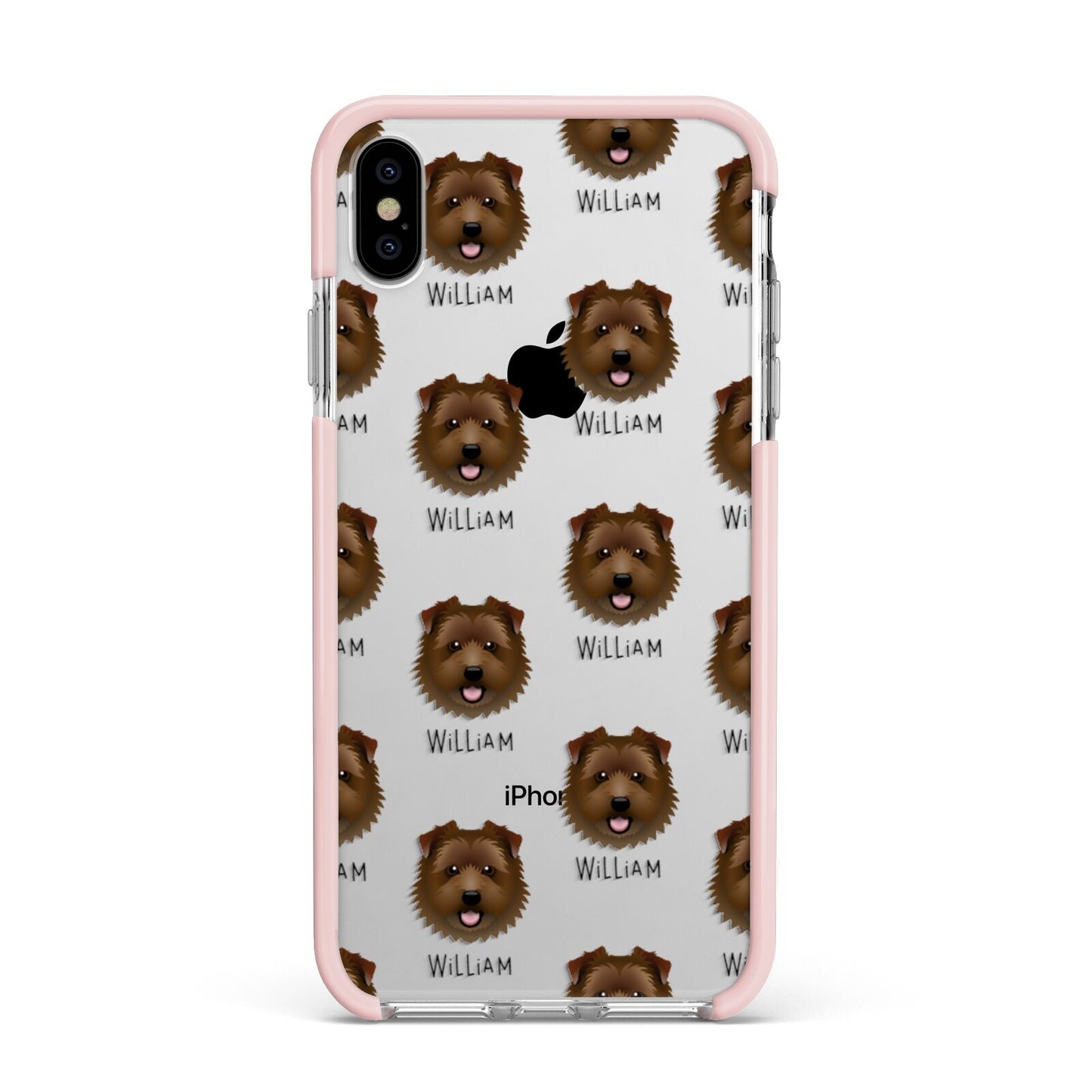 Norfolk Terrier Icon with Name Apple iPhone Xs Max Impact Case Pink Edge on Silver Phone