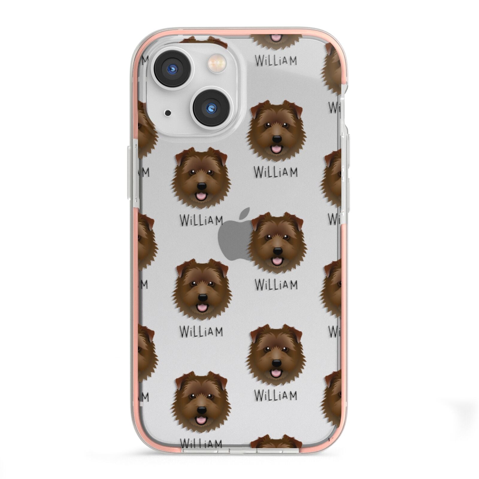 Norfolk Terrier Icon with Name iPhone 13 Mini TPU Impact Case with Pink Edges