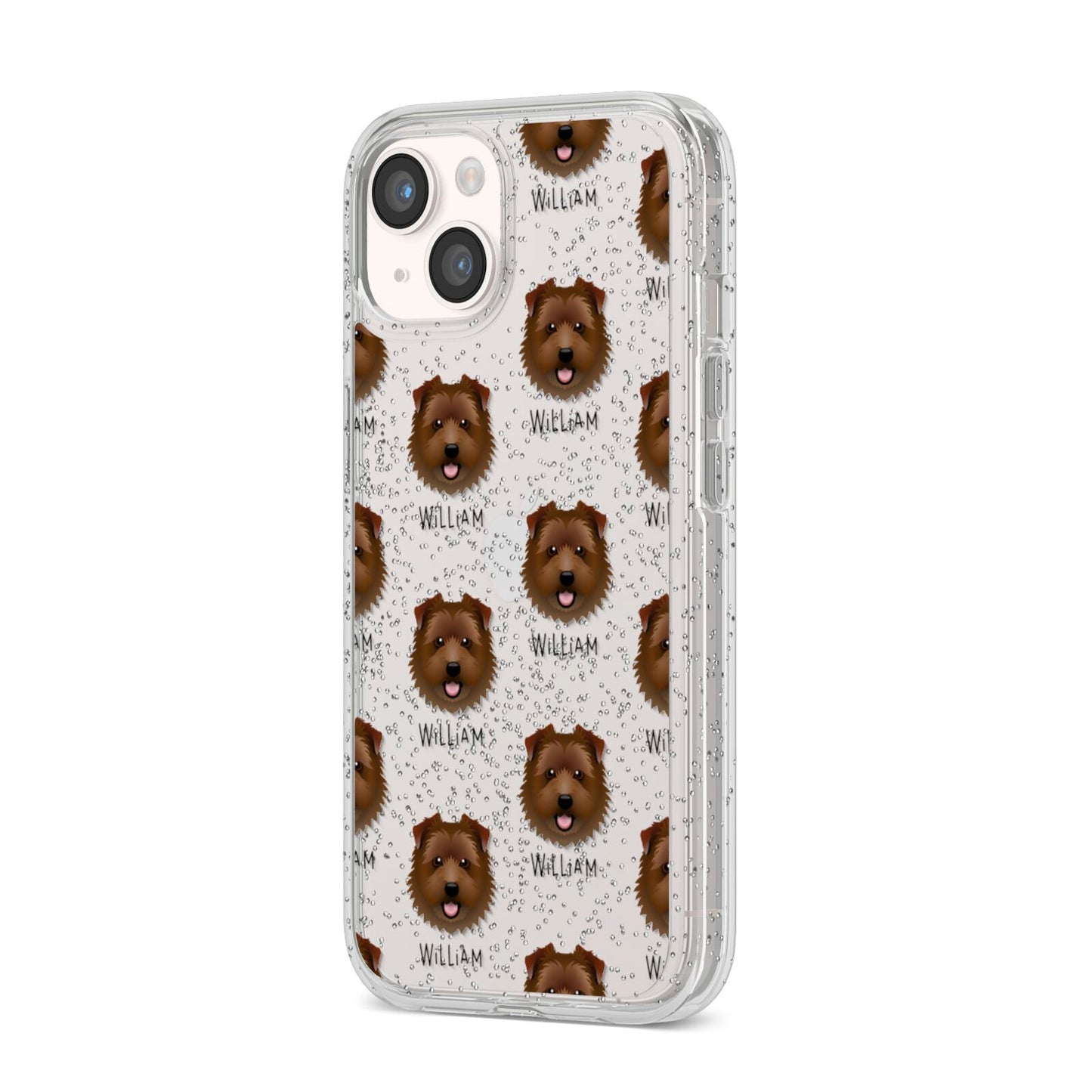 Norfolk Terrier Icon with Name iPhone 14 Glitter Tough Case Starlight Angled Image