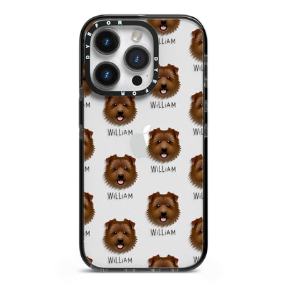 Norfolk Terrier Icon with Name iPhone 14 Pro Black Impact Case on Silver phone