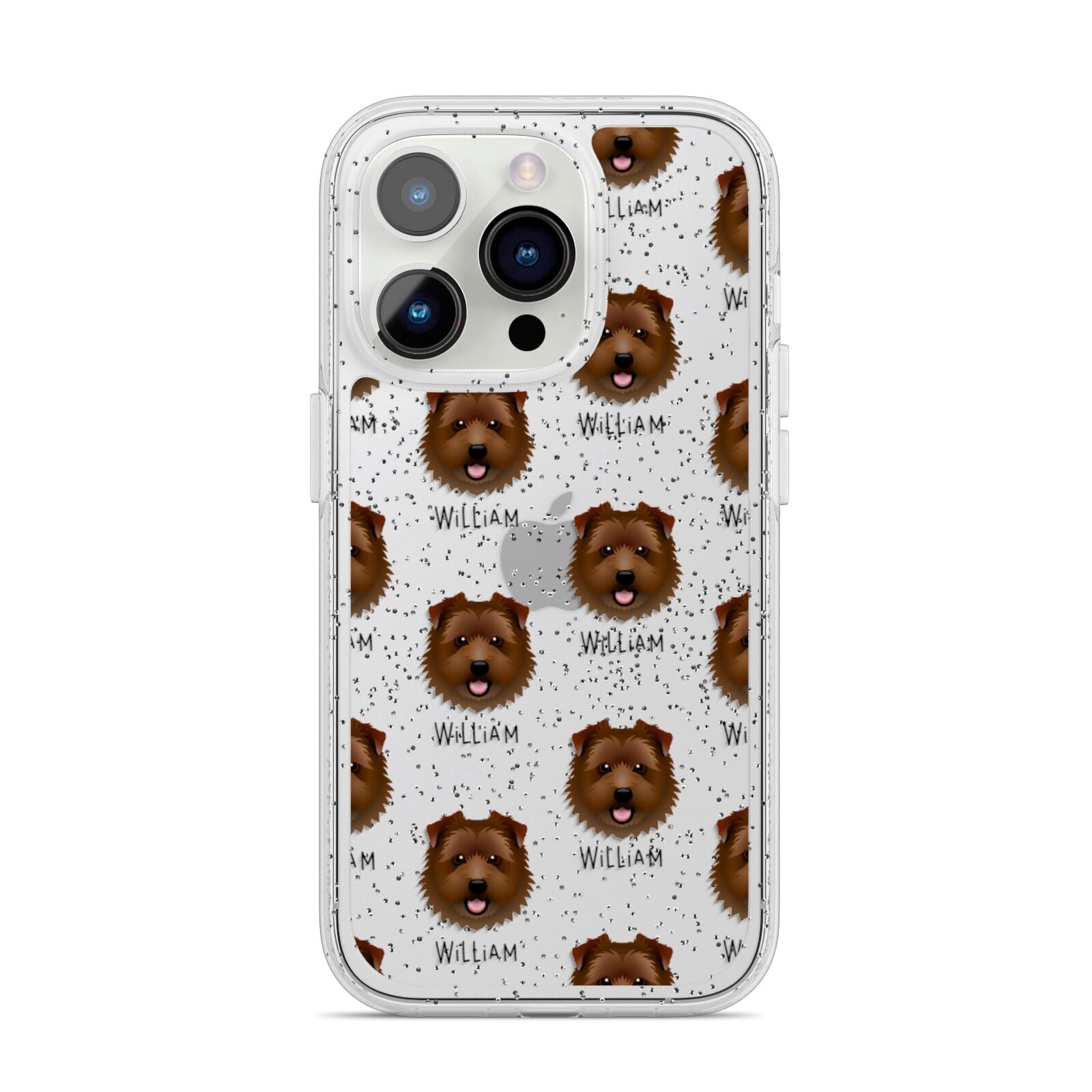 Norfolk Terrier Icon with Name iPhone 14 Pro Glitter Tough Case Silver
