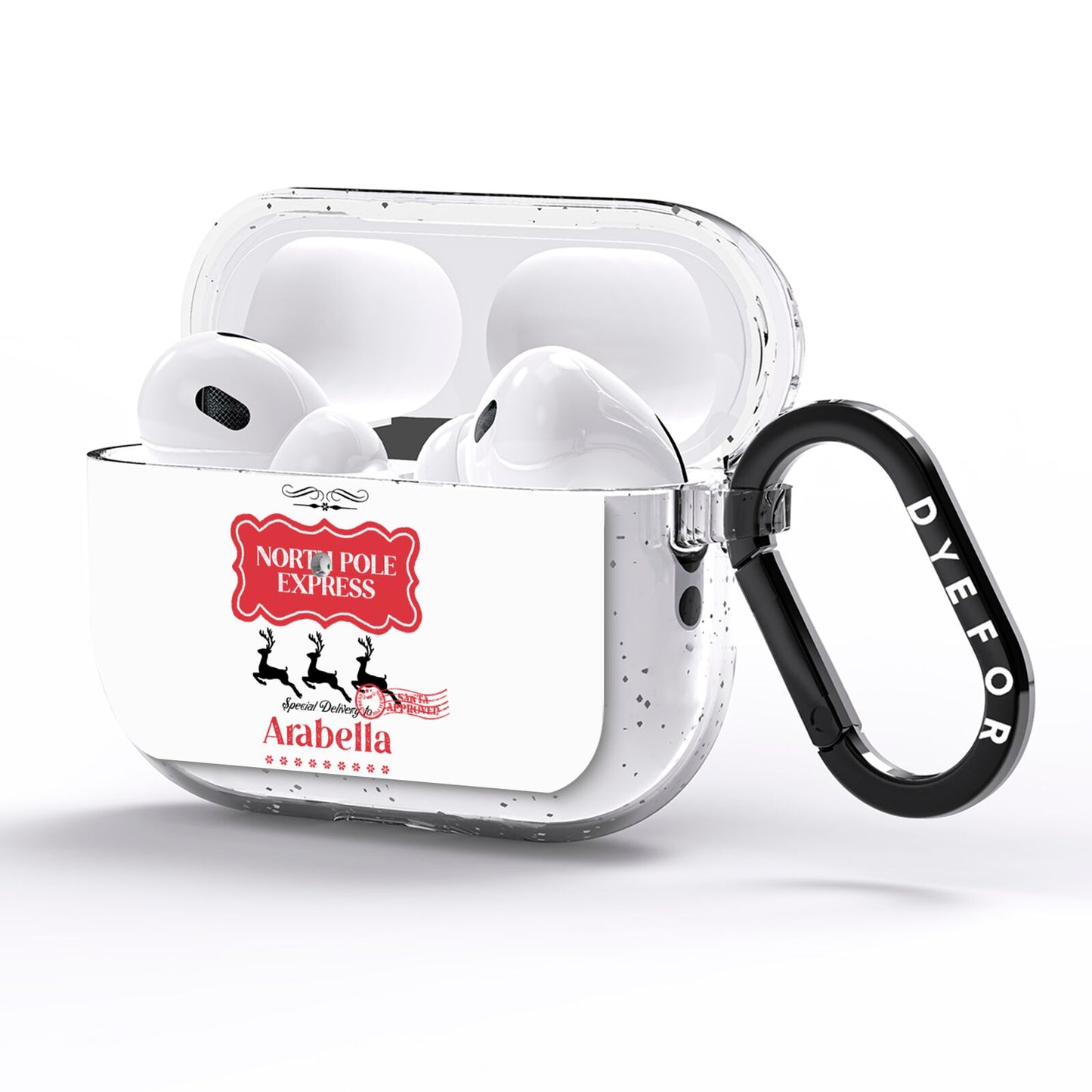 North Pole Express Personalised AirPods Pro Glitter Case Side Image