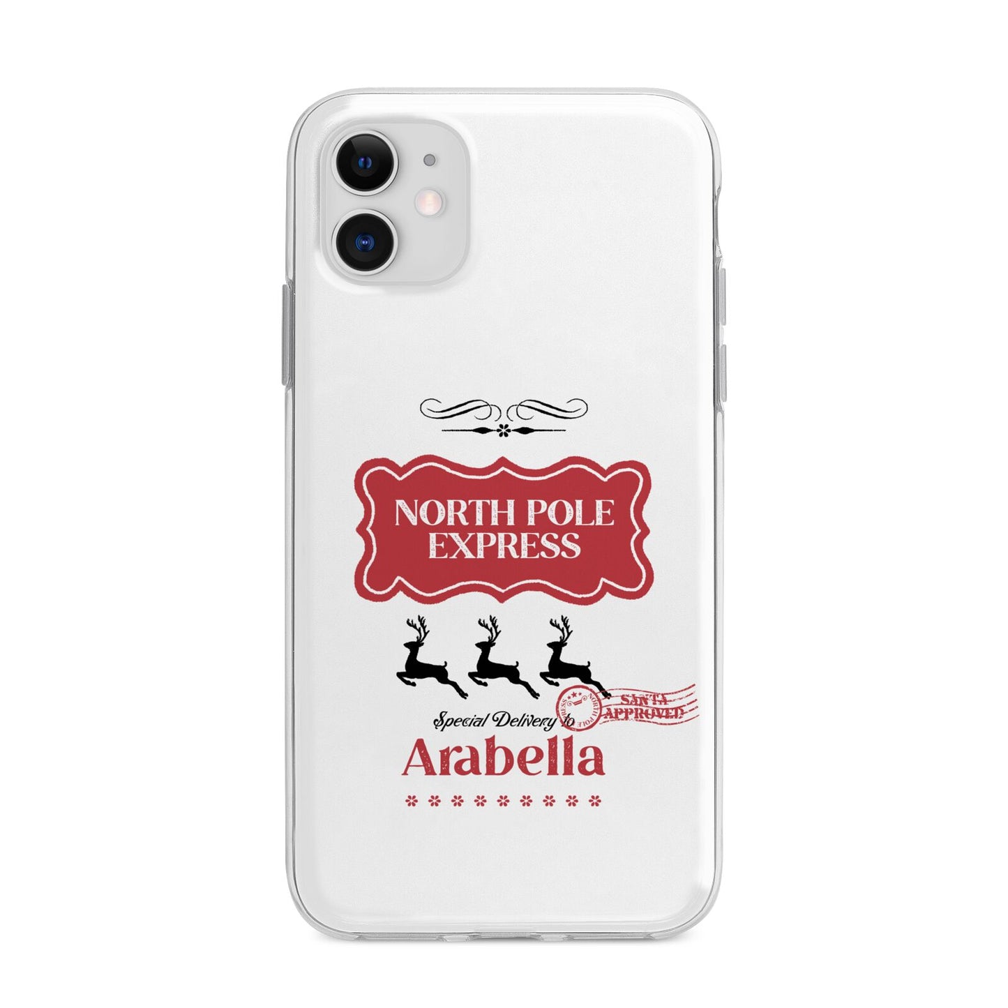 North Pole Express Personalised Apple iPhone 11 in White with Bumper Case