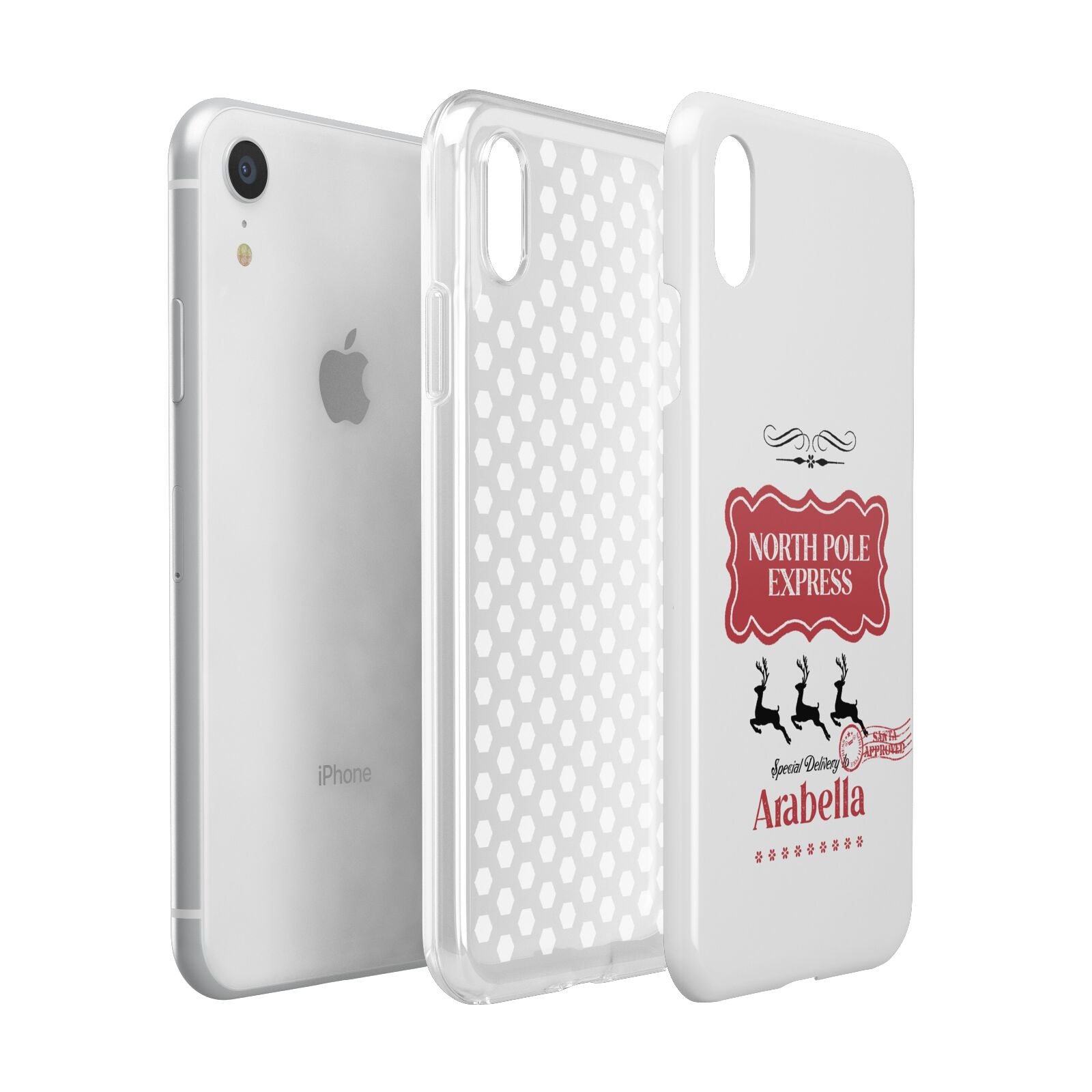 North Pole Express Personalised Apple iPhone XR White 3D Tough Case Expanded view