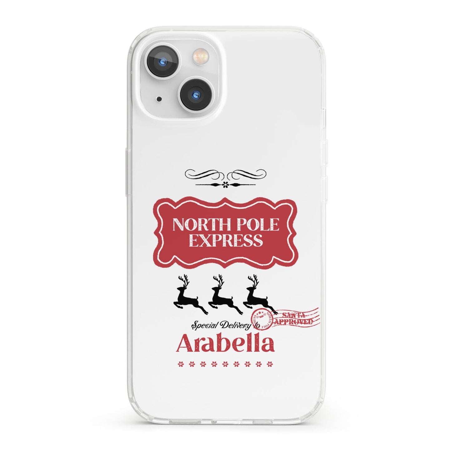 North Pole Express Personalised iPhone 13 Clear Bumper Case