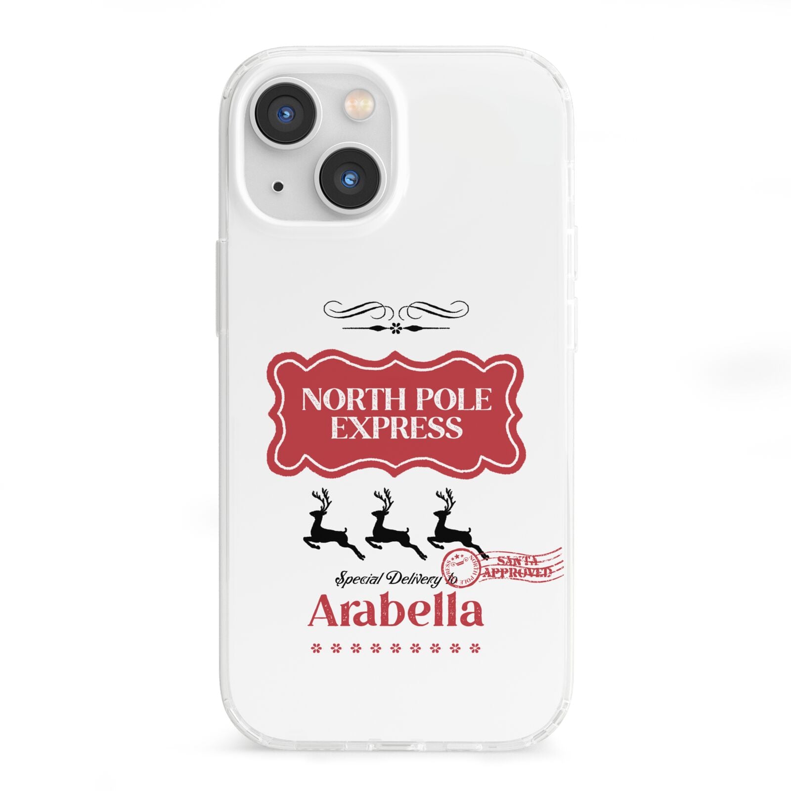 North Pole Express Personalised iPhone 13 Mini Clear Bumper Case