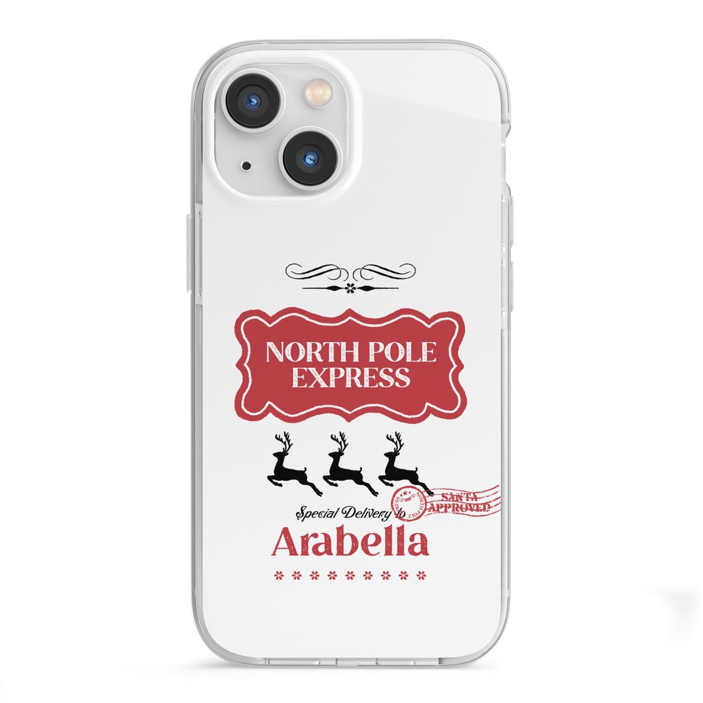 North Pole Express Personalised iPhone 13 Mini TPU Impact Case with White Edges