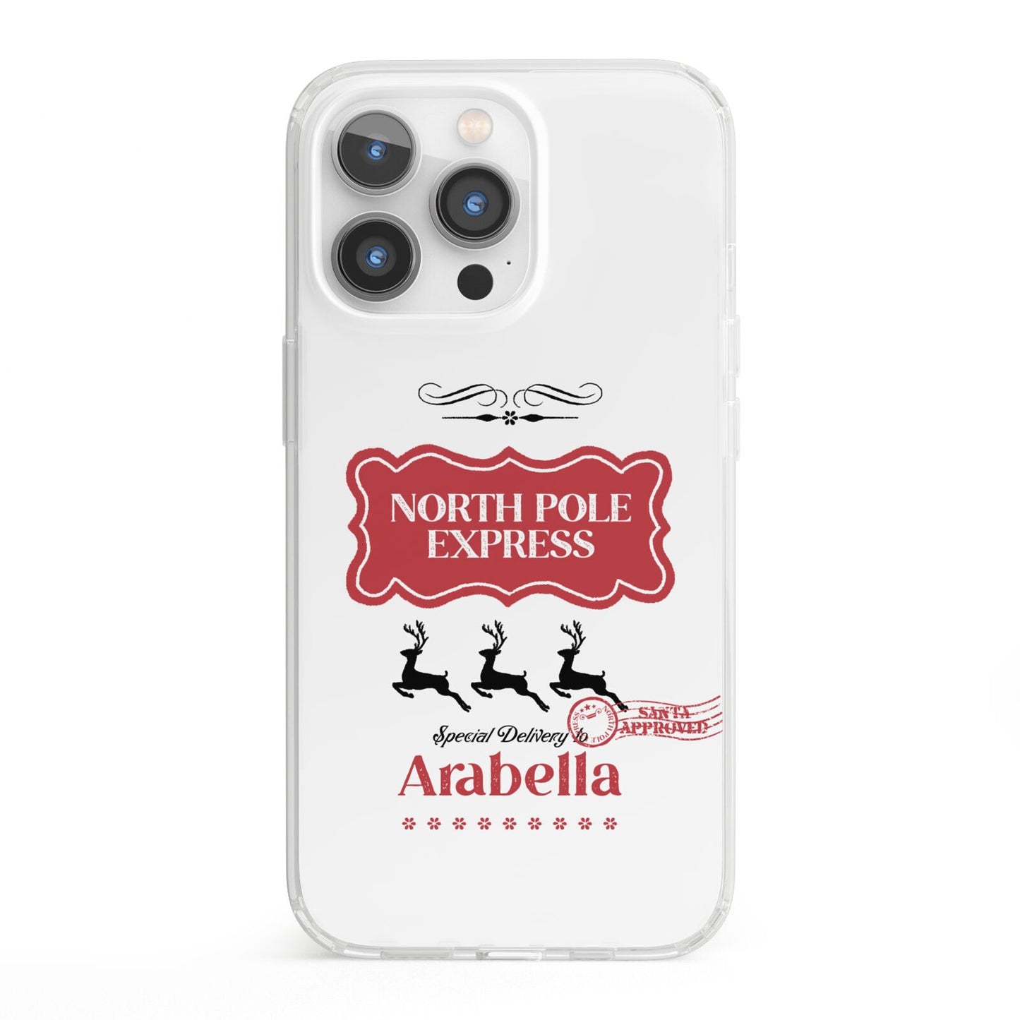 North Pole Express Personalised iPhone 13 Pro Clear Bumper Case