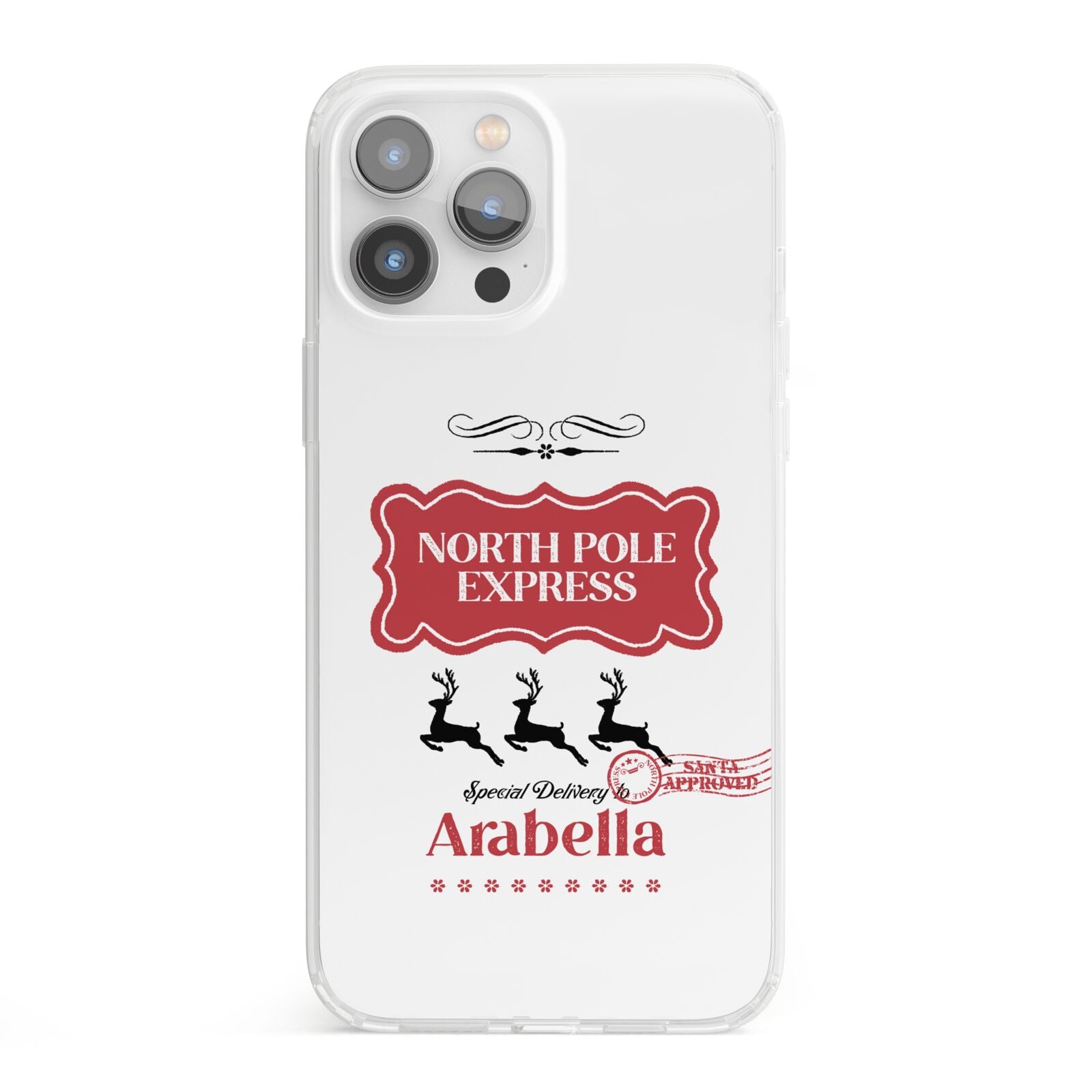 North Pole Express Personalised iPhone 13 Pro Max Clear Bumper Case