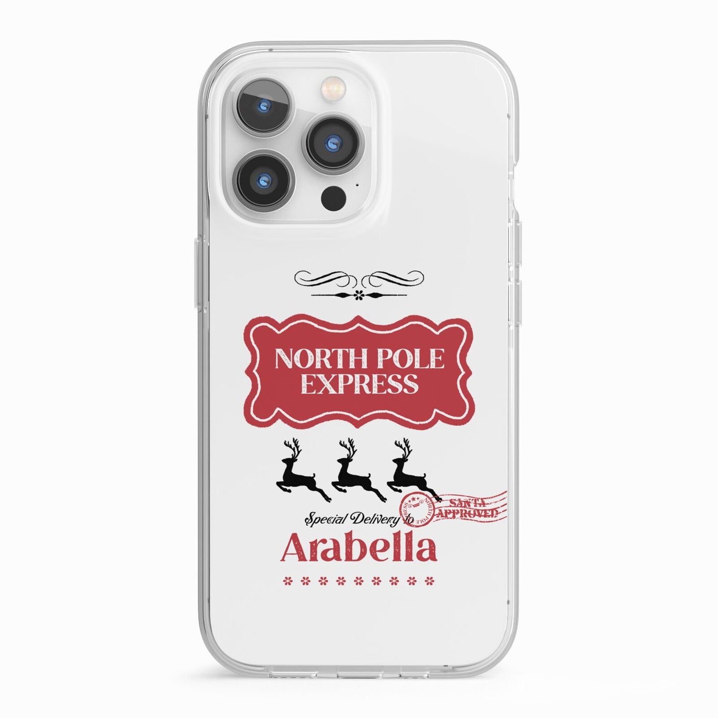 North Pole Express Personalised iPhone 13 Pro TPU Impact Case with White Edges