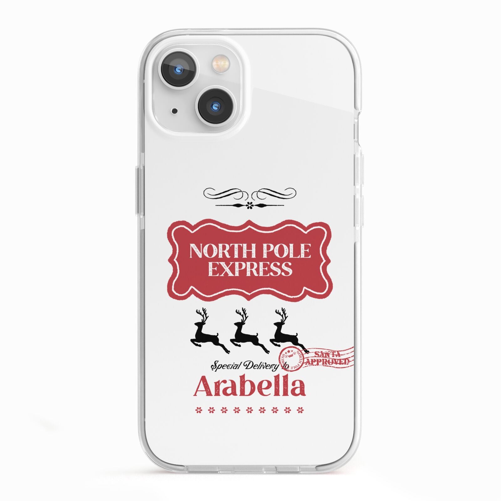 North Pole Express Personalised iPhone 13 TPU Impact Case with White Edges