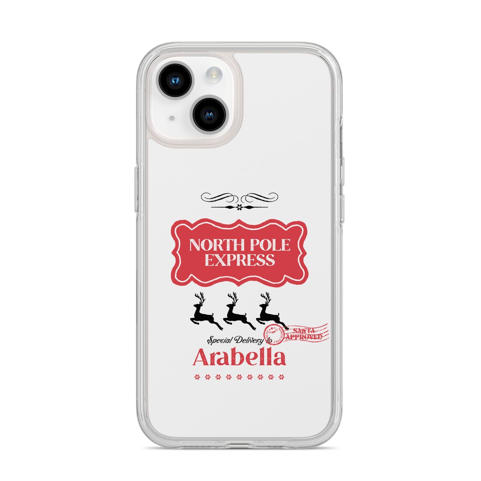 North Pole Express Personalised iPhone 14 Clear Tough Case Starlight