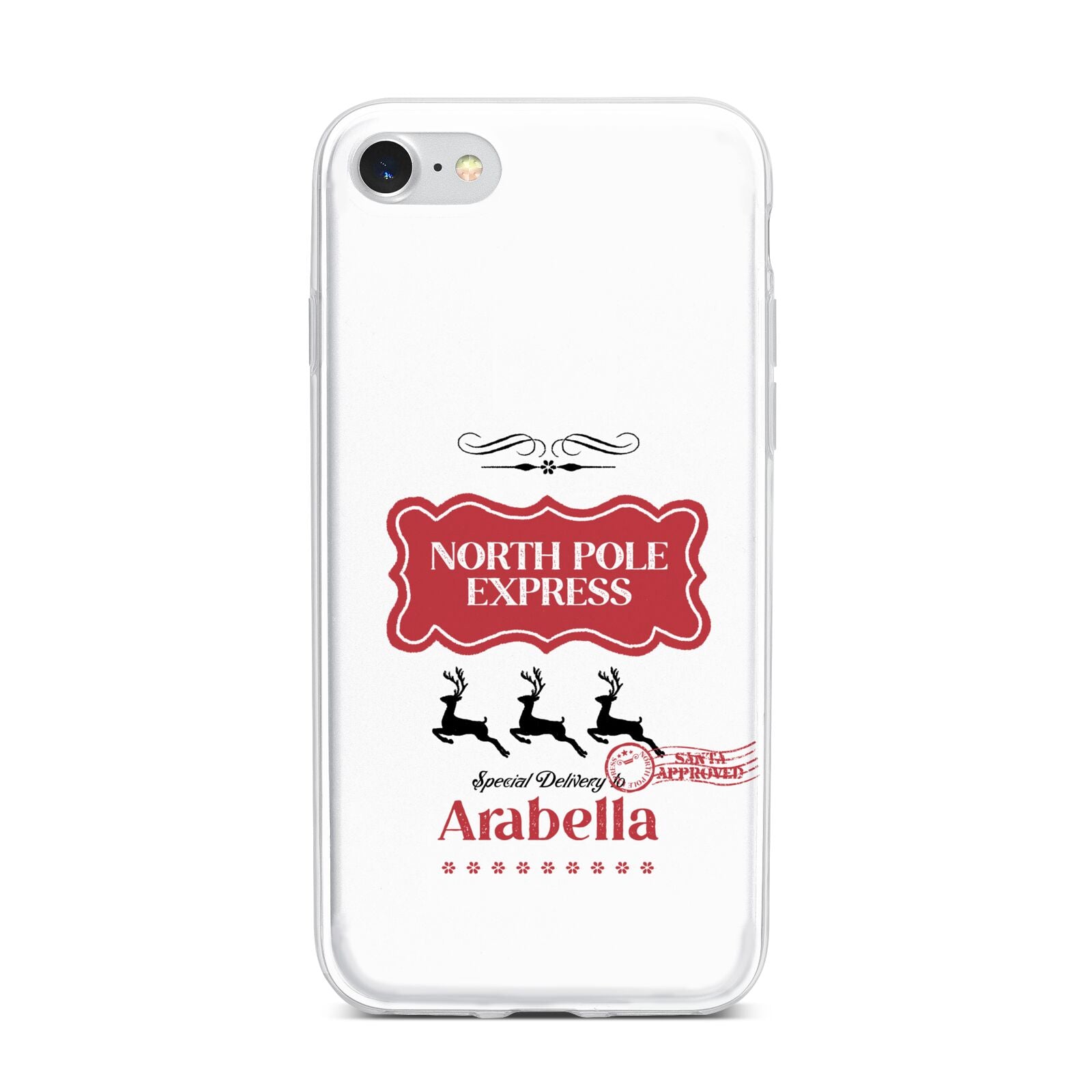 North Pole Express Personalised iPhone 7 Bumper Case on Silver iPhone