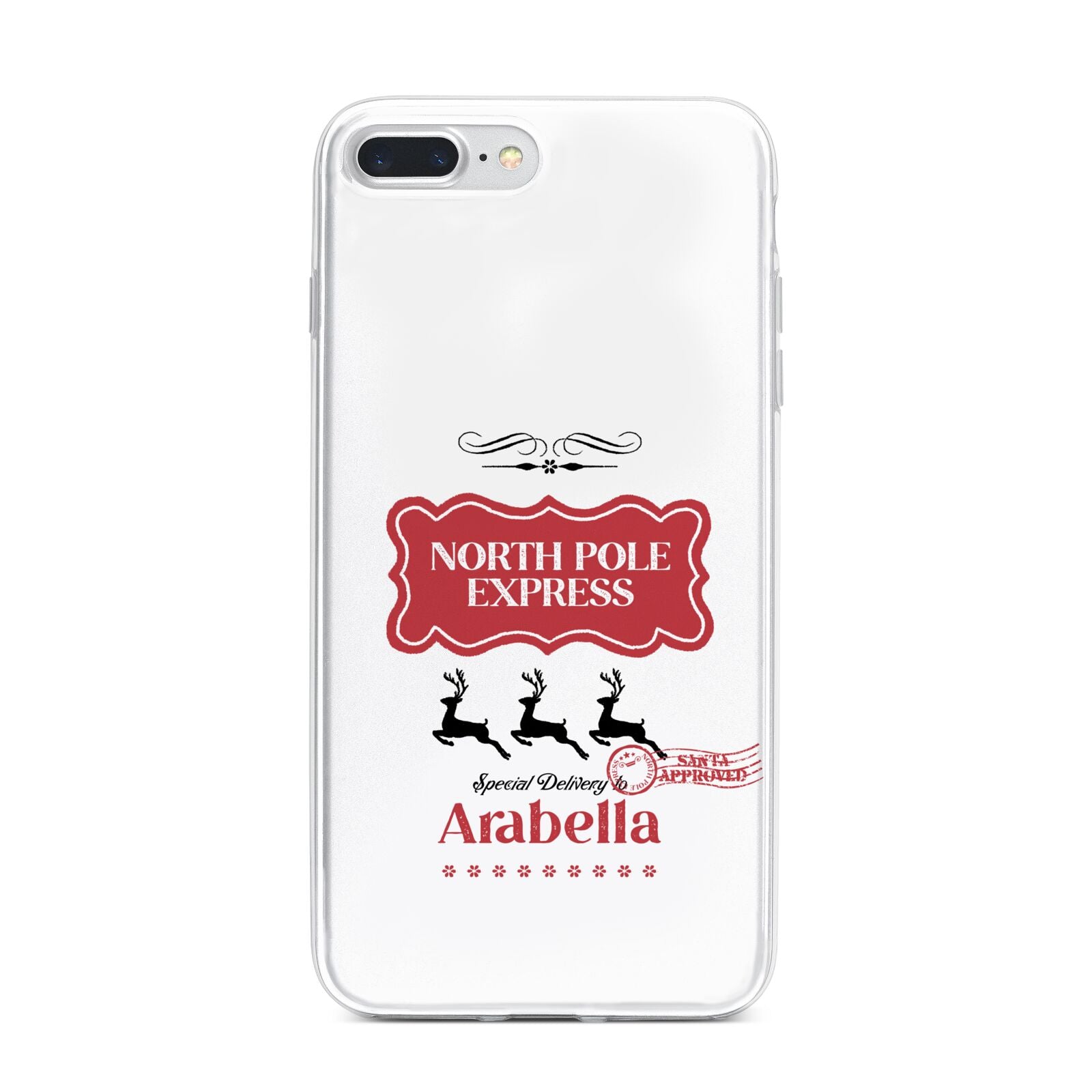 North Pole Express Personalised iPhone 7 Plus Bumper Case on Silver iPhone