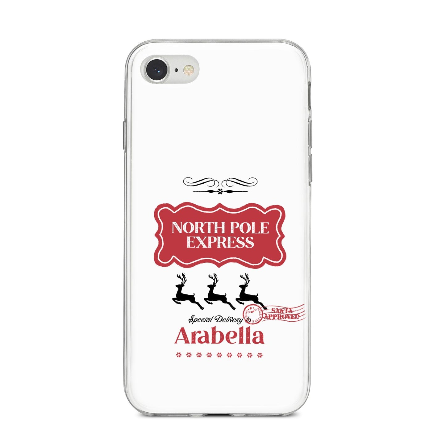 North Pole Express Personalised iPhone 8 Bumper Case on Silver iPhone