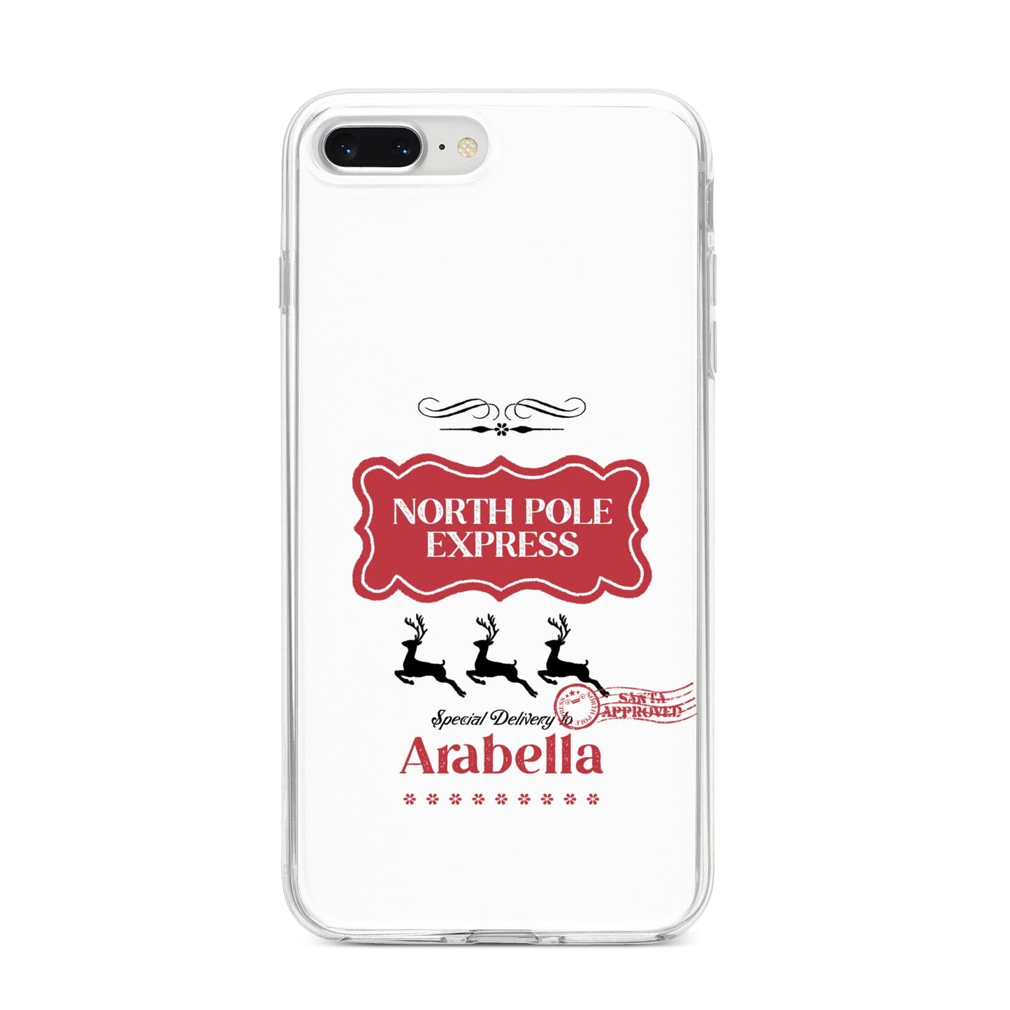 North Pole Express Personalised iPhone 8 Plus Bumper Case on Silver iPhone