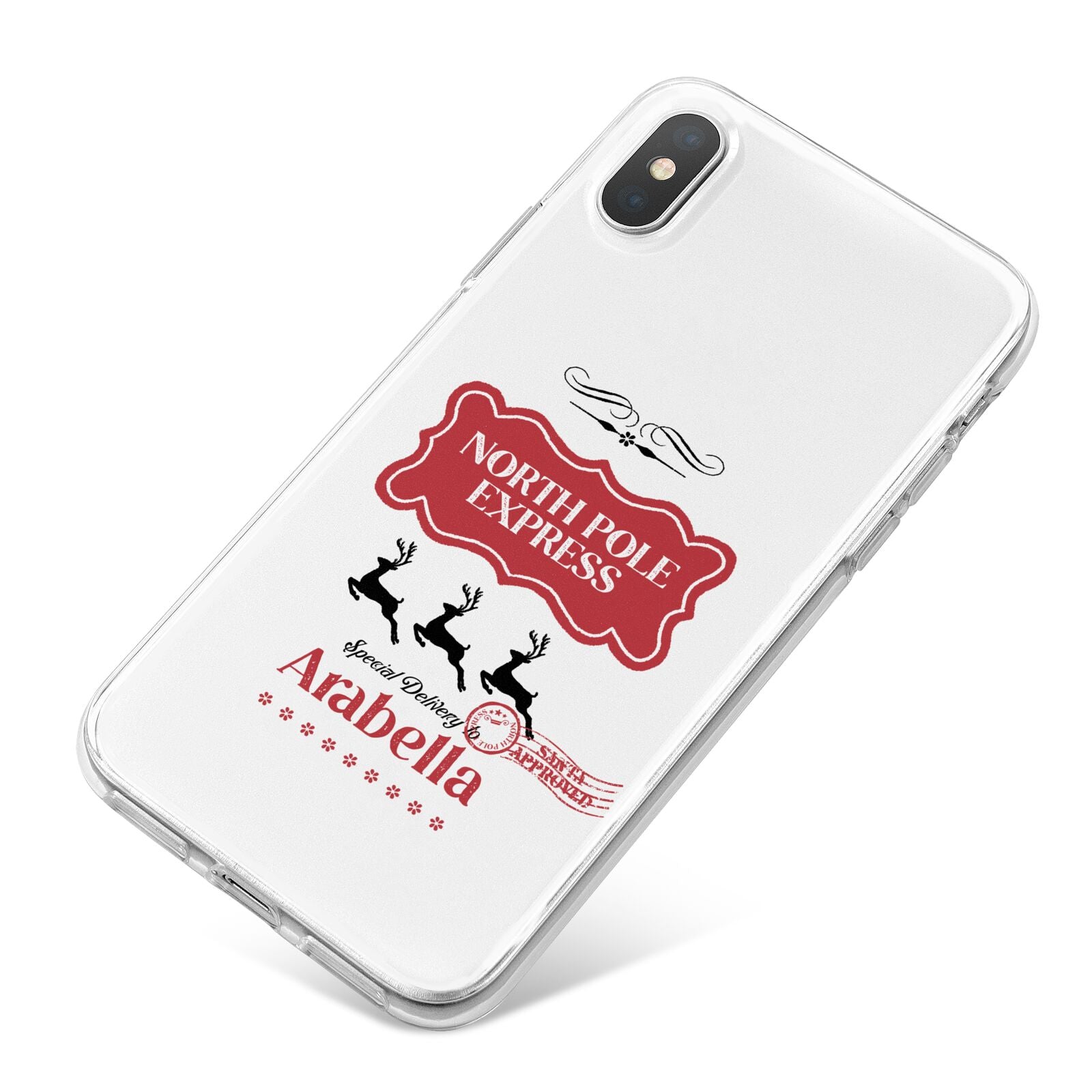 North Pole Express Personalised iPhone X Bumper Case on Silver iPhone