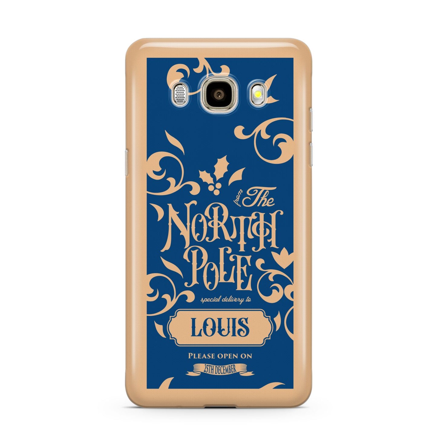 North Pole Personalised Samsung Galaxy J7 2016 Case on gold phone