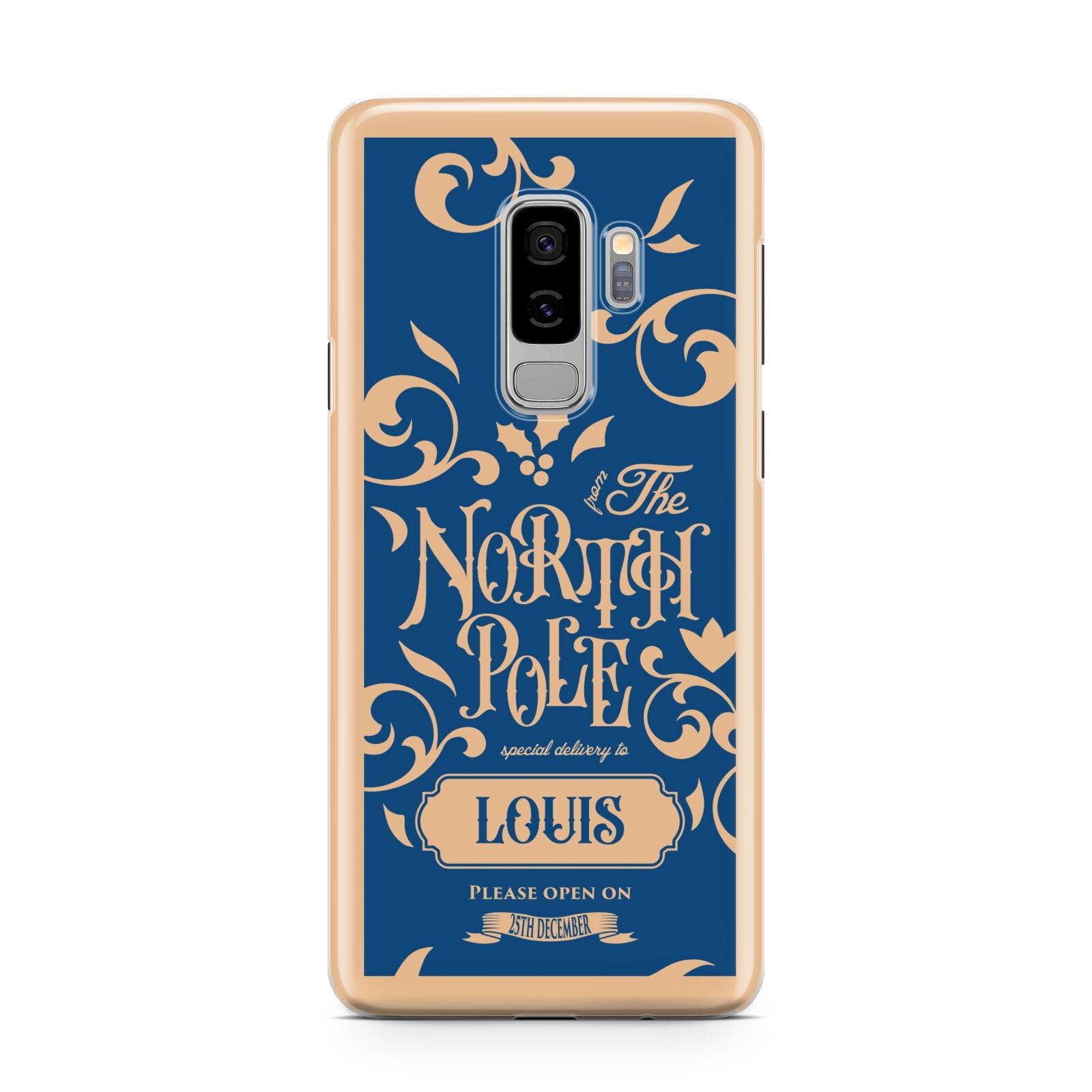 North Pole Personalised Samsung Galaxy S9 Plus Case on Silver phone