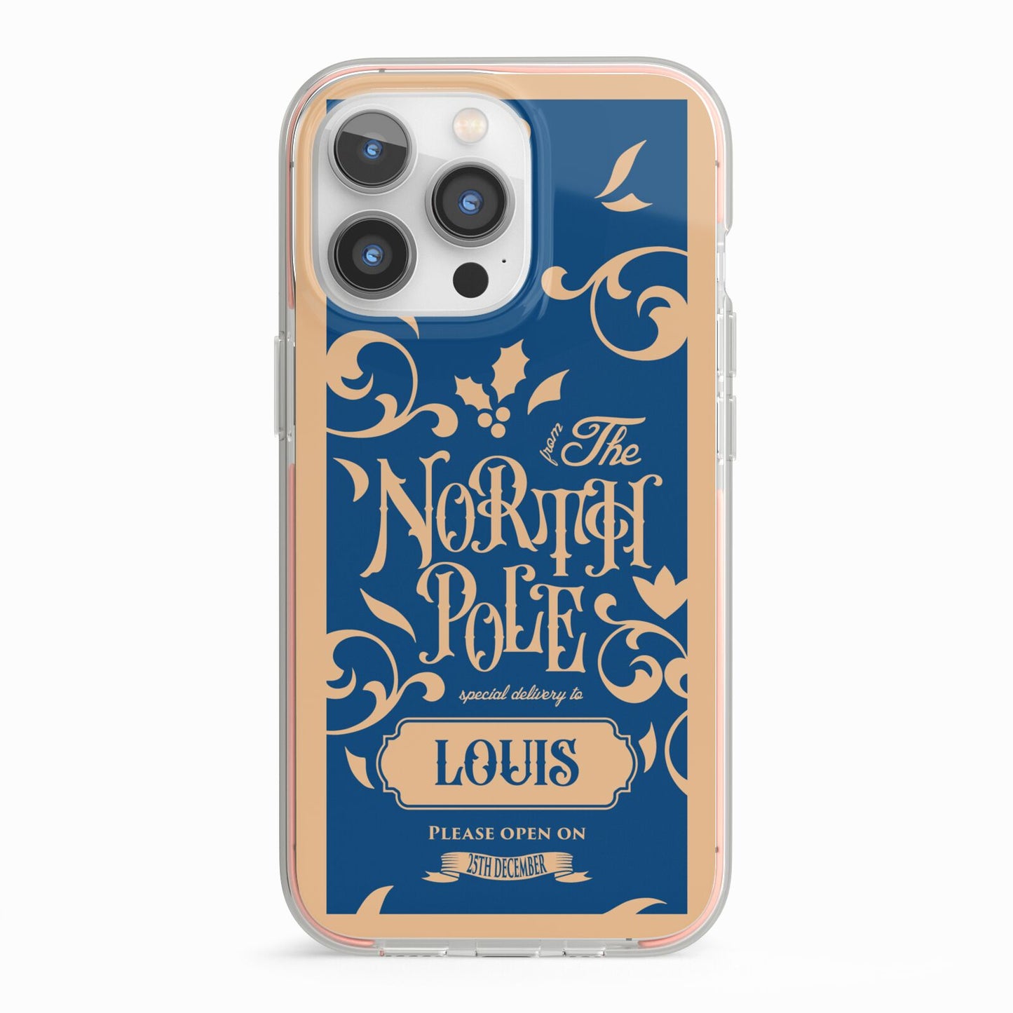 North Pole Personalised iPhone 13 Pro TPU Impact Case with Pink Edges