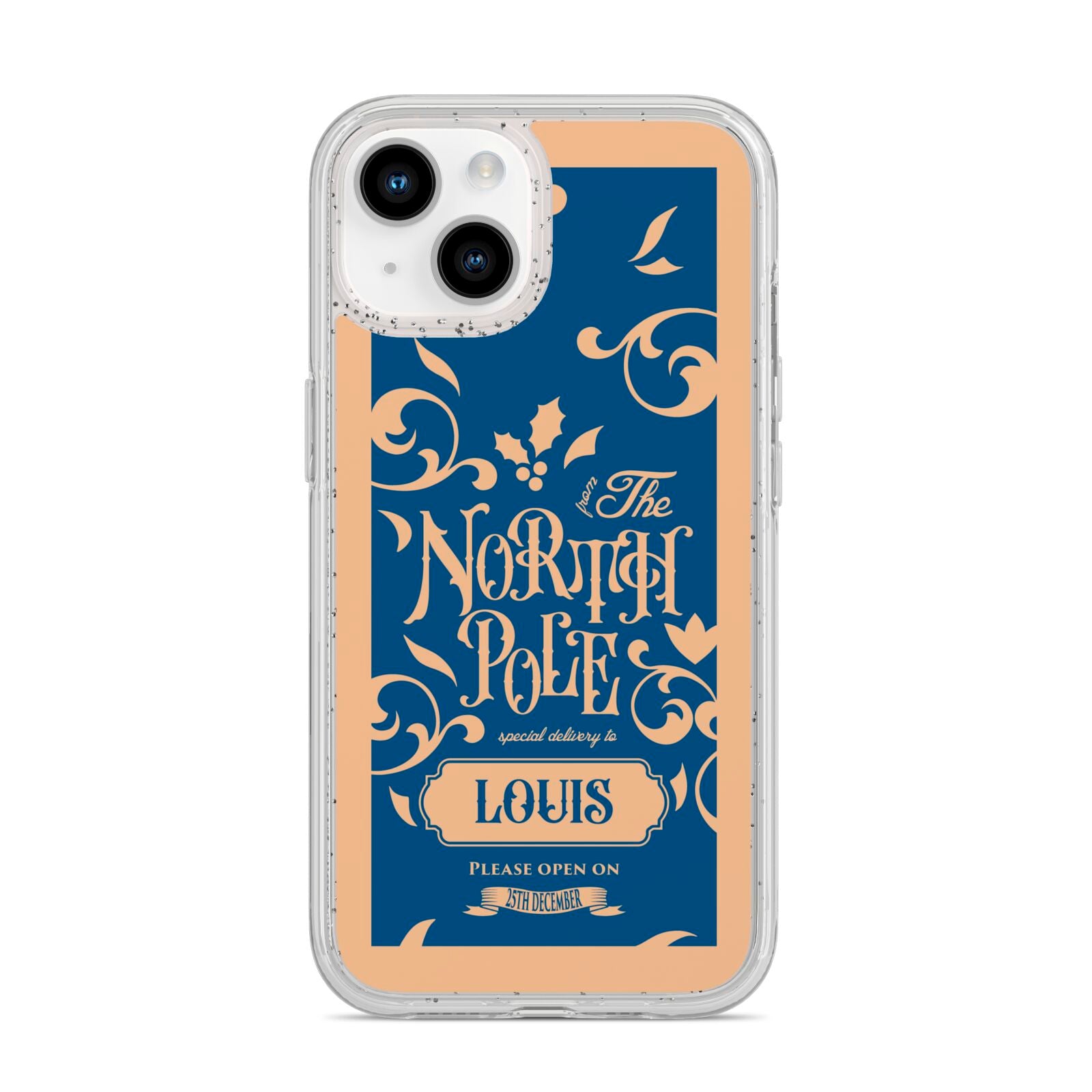 North Pole Personalised iPhone 14 Glitter Tough Case Starlight