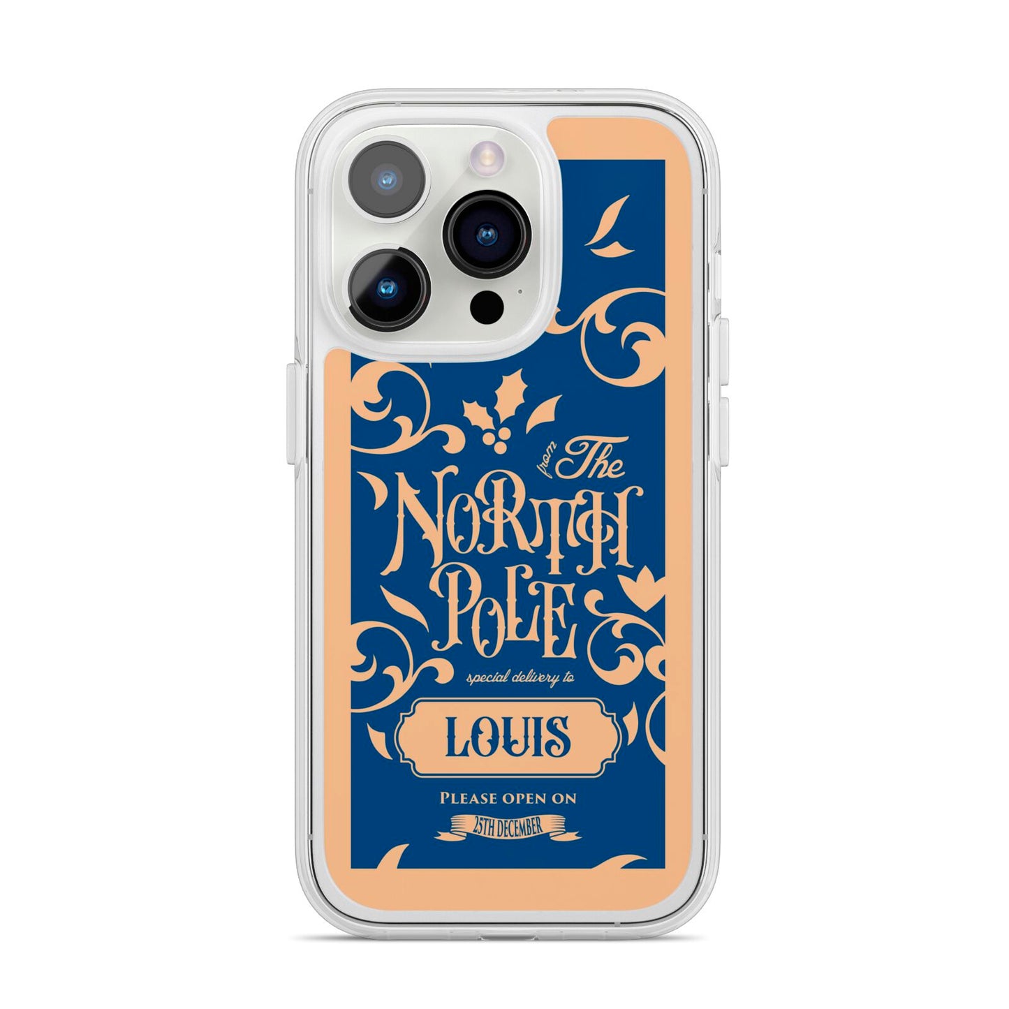 North Pole Personalised iPhone 14 Pro Clear Tough Case Silver