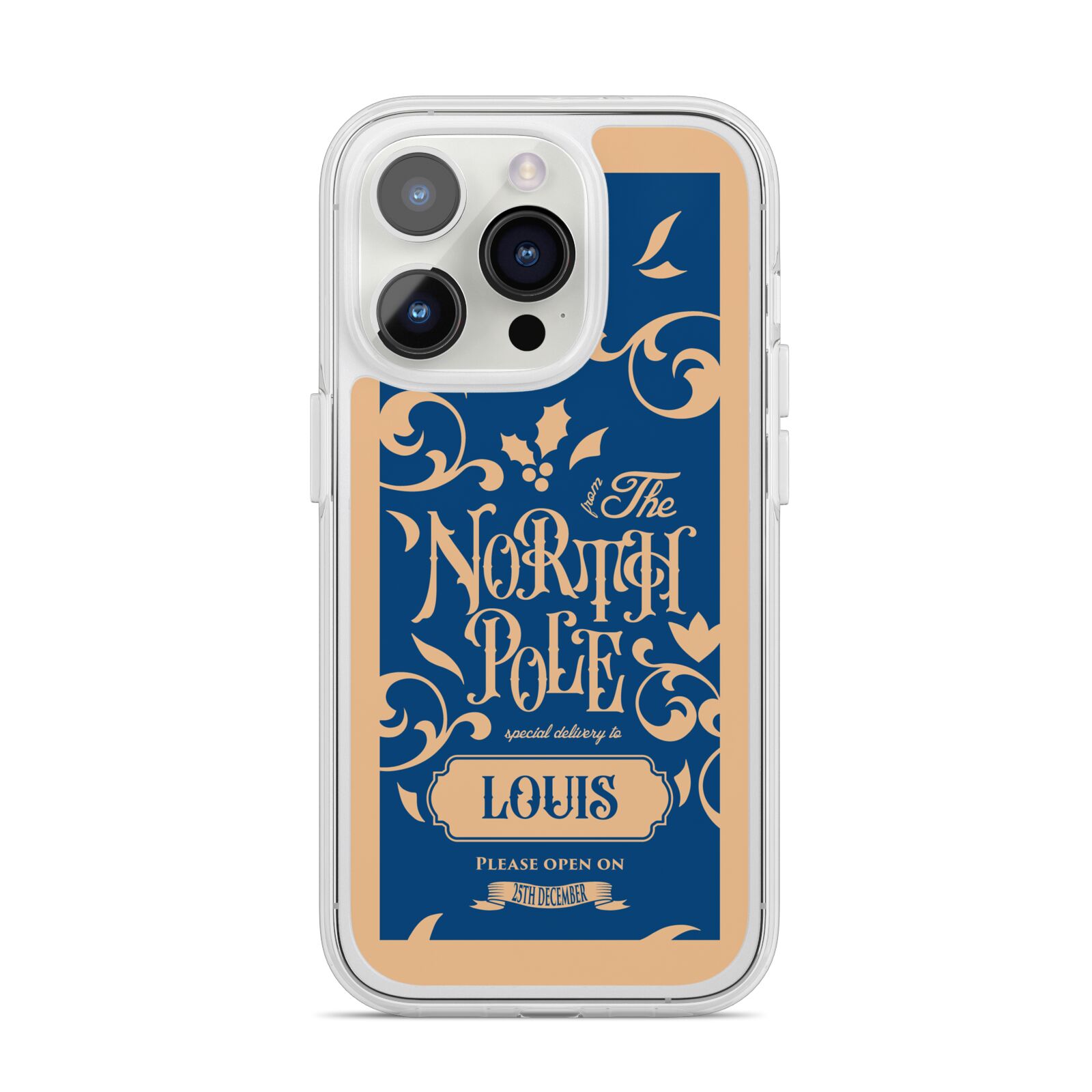 North Pole Personalised iPhone 14 Pro Clear Tough Case Silver