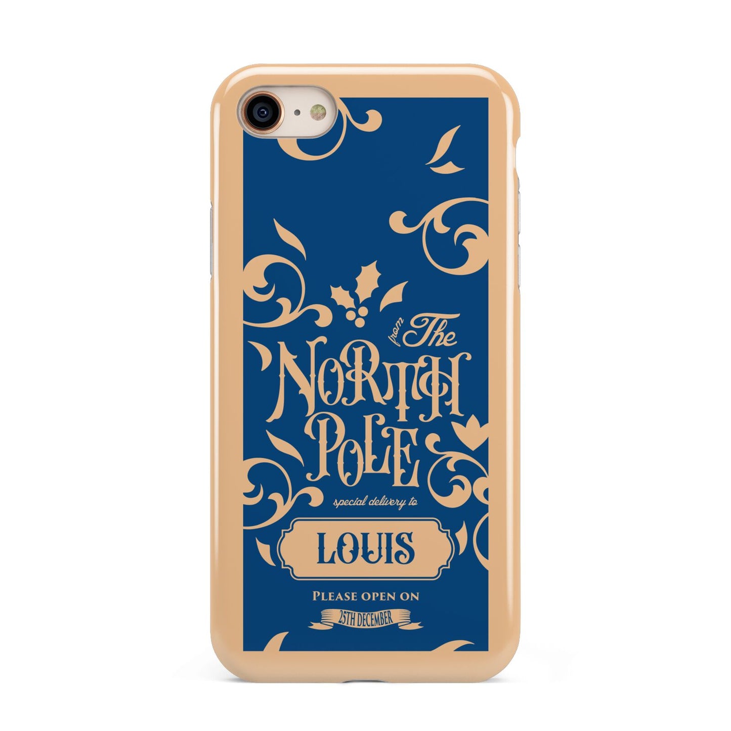 North Pole Personalised iPhone 8 3D Tough Case on Gold Phone