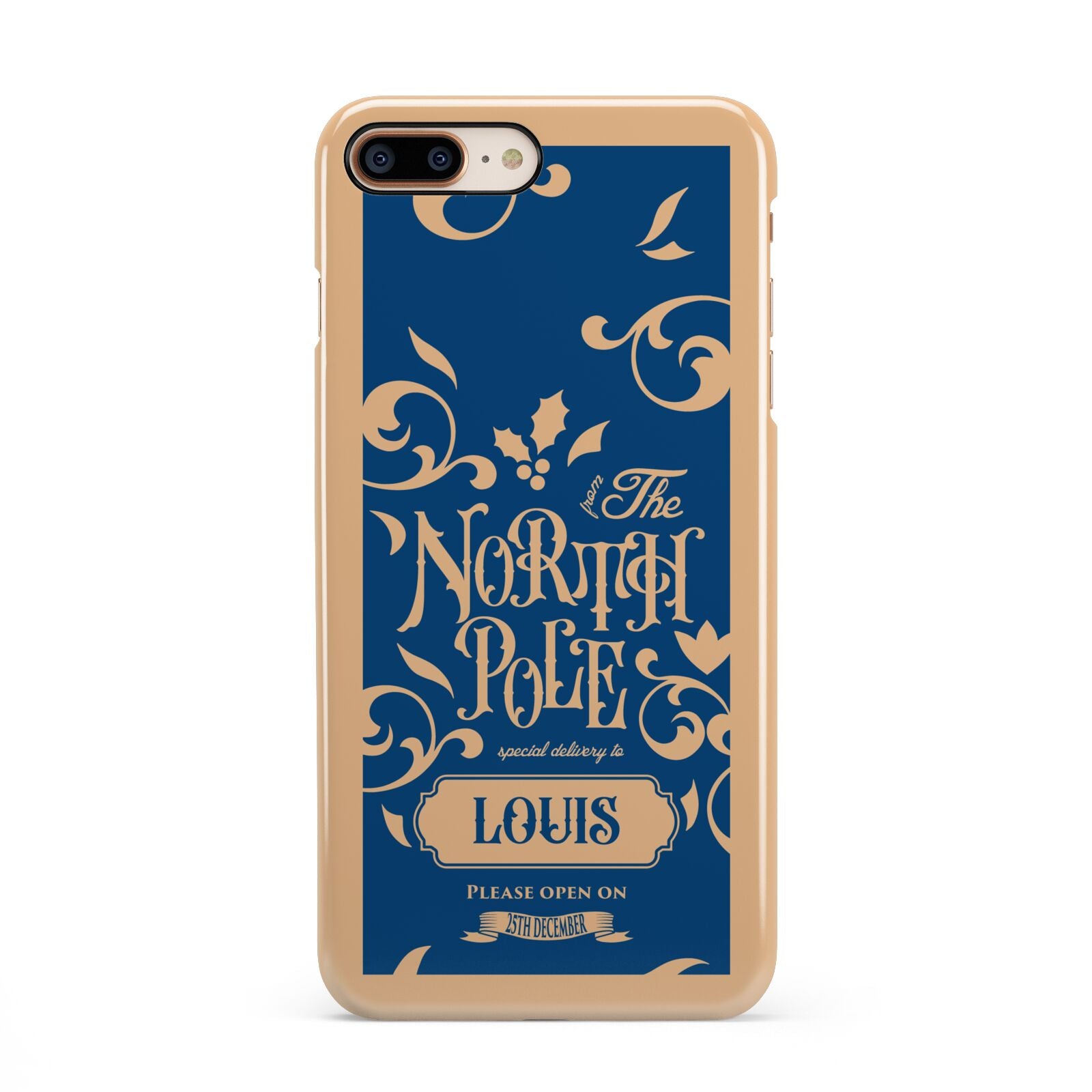 North Pole Personalised iPhone 8 Plus 3D Snap Case on Gold Phone