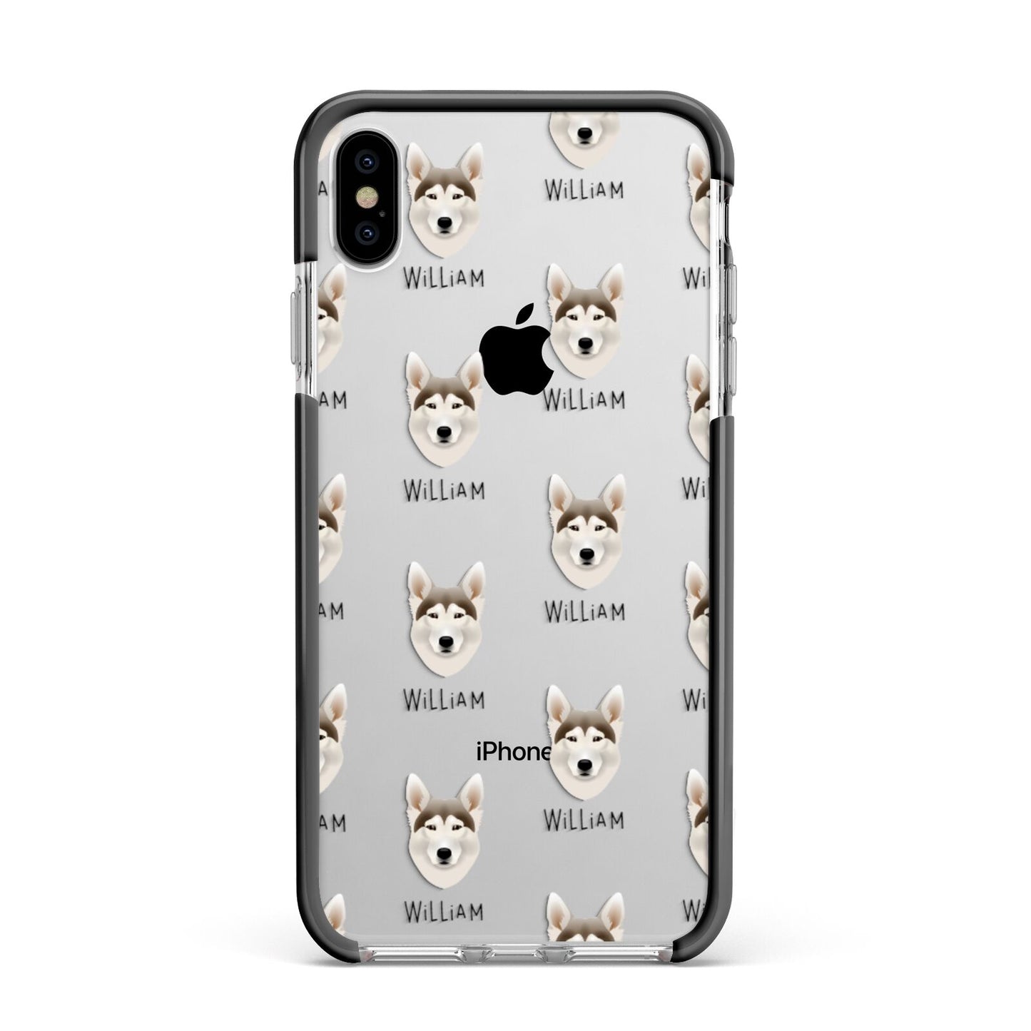 Northern Inuit Icon with Name Apple iPhone Xs Max Impact Case Black Edge on Silver Phone