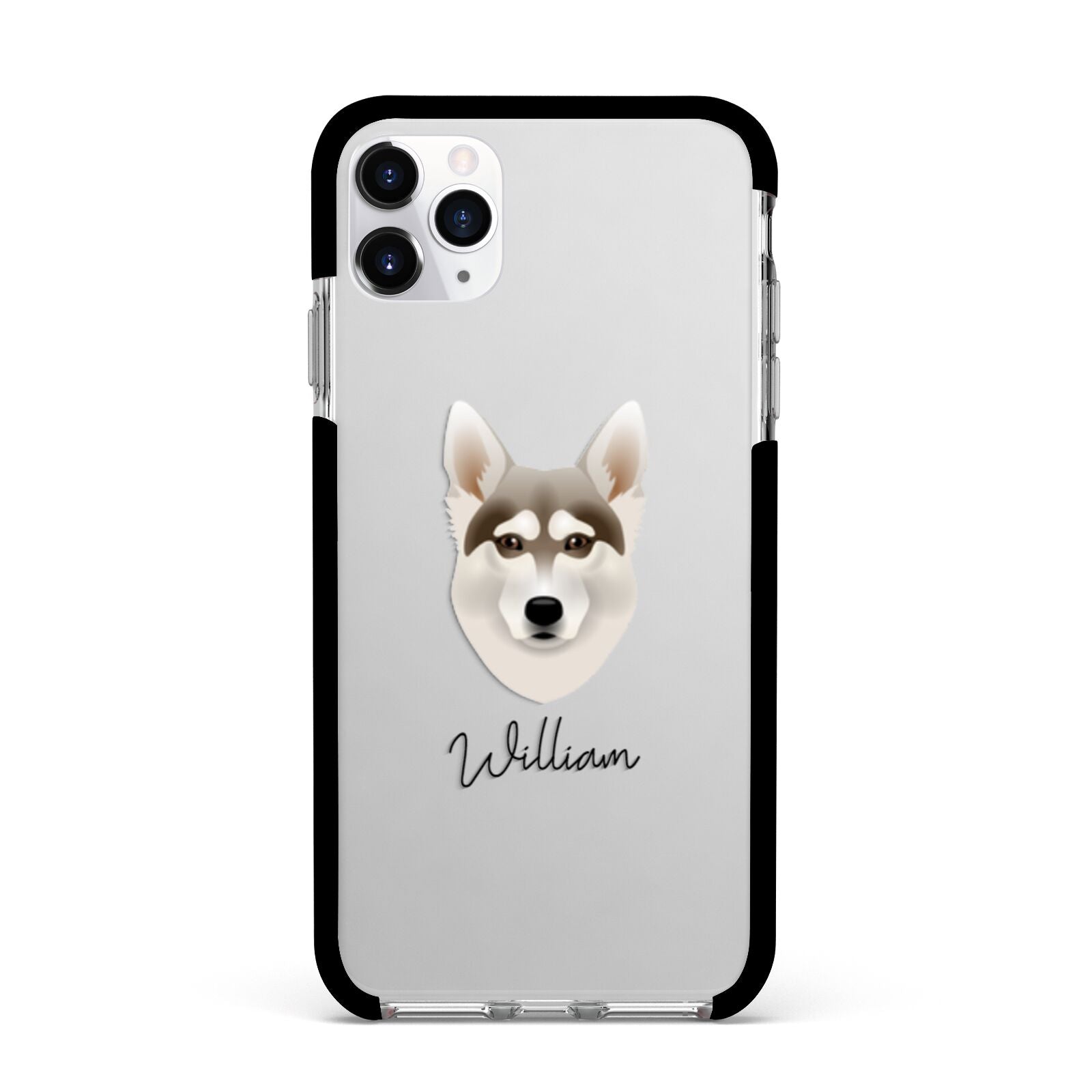 Northern Inuit Personalised Apple iPhone 11 Pro Max in Silver with Black Impact Case