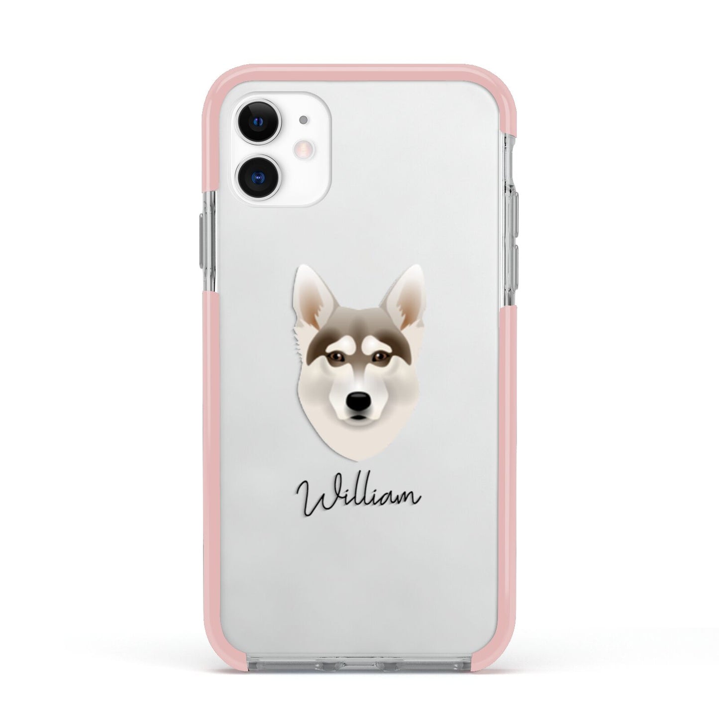 Northern Inuit Personalised Apple iPhone 11 in White with Pink Impact Case