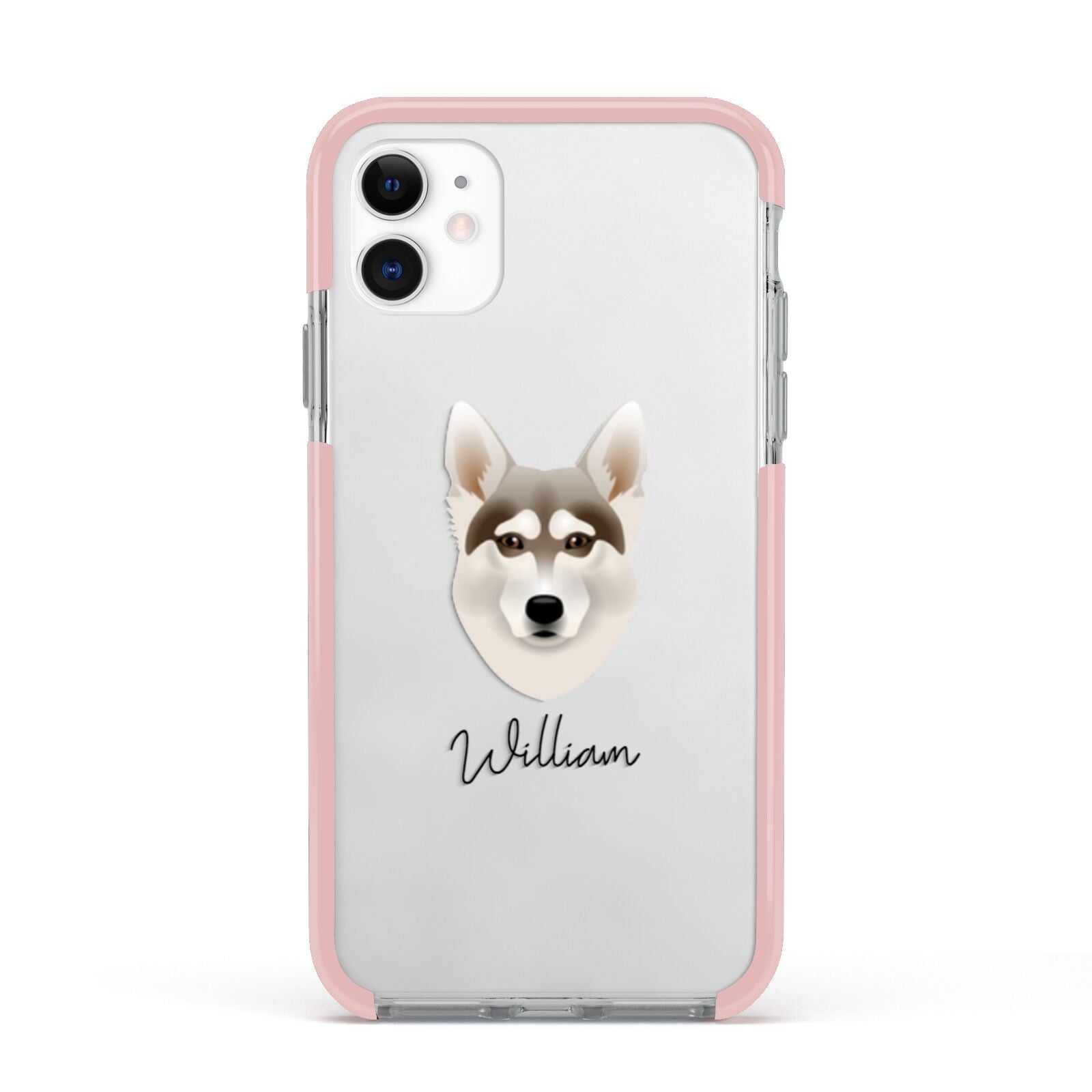 Northern Inuit Personalised Apple iPhone 11 in White with Pink Impact Case