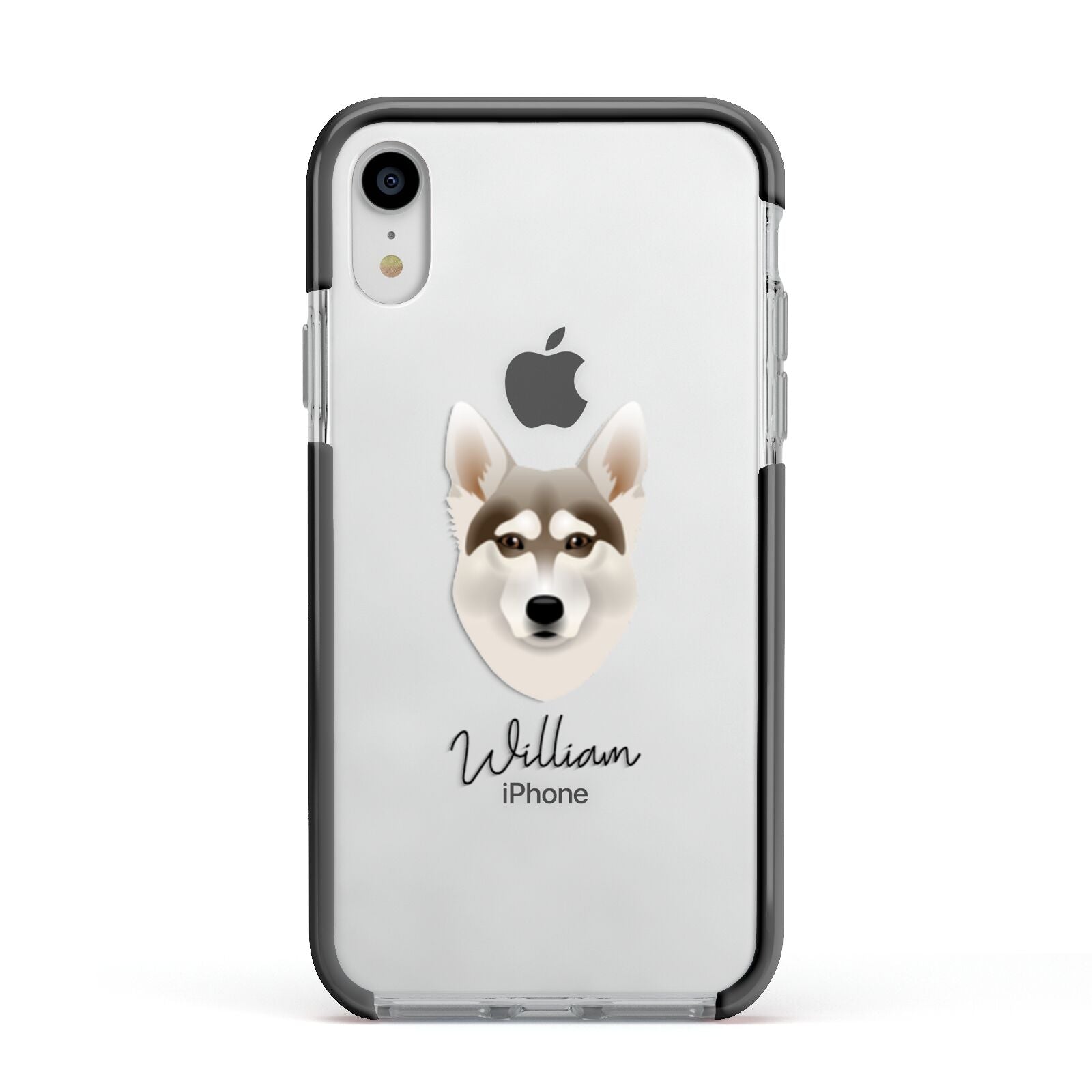 Northern Inuit Personalised Apple iPhone XR Impact Case Black Edge on Silver Phone