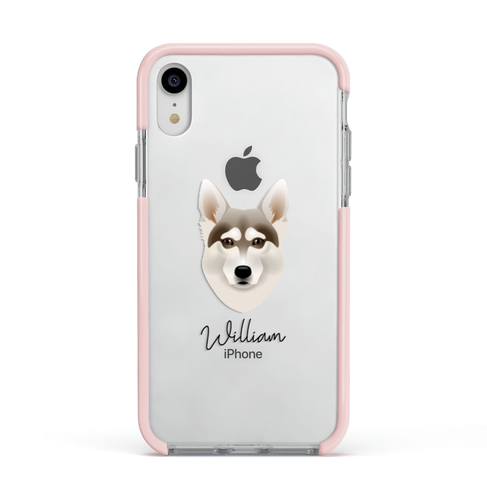 Northern Inuit Personalised Apple iPhone XR Impact Case Pink Edge on Silver Phone