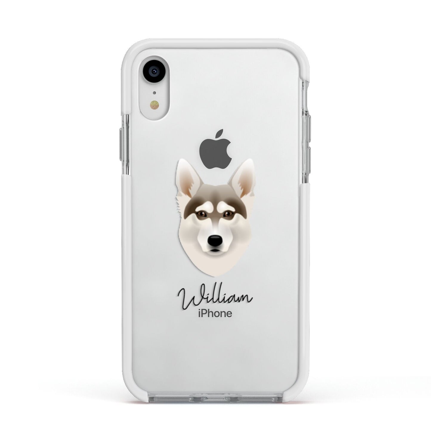 Northern Inuit Personalised Apple iPhone XR Impact Case White Edge on Silver Phone