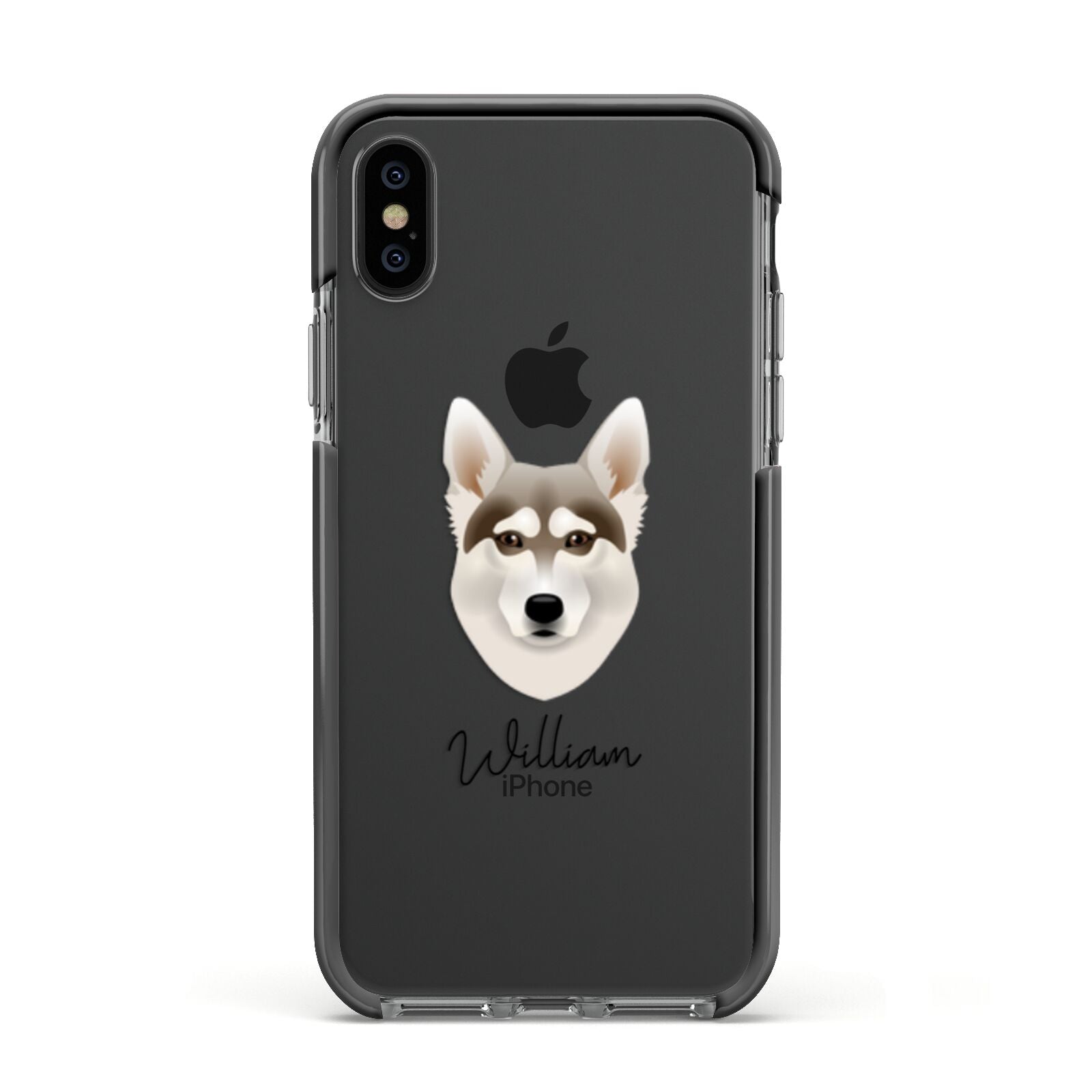 Northern Inuit Personalised Apple iPhone Xs Impact Case Black Edge on Black Phone