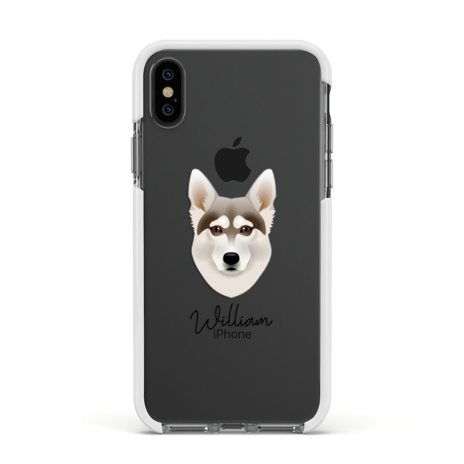 Northern Inuit Personalised Apple iPhone Xs Impact Case White Edge on Black Phone