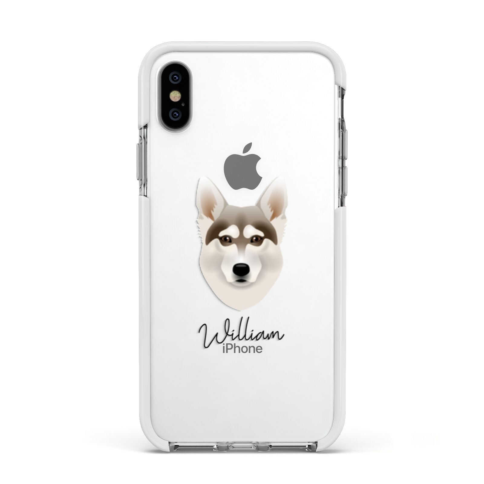 Northern Inuit Personalised Apple iPhone Xs Impact Case White Edge on Silver Phone