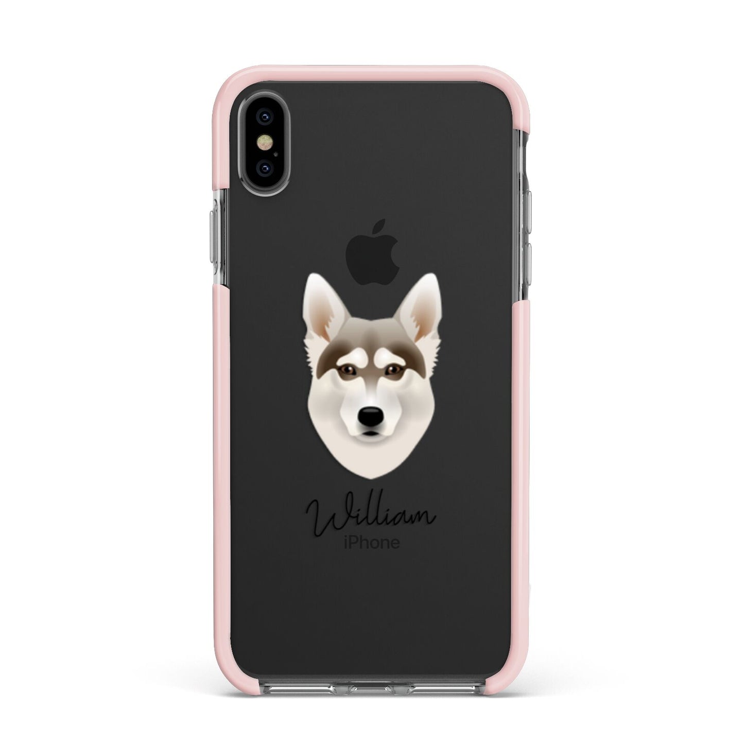 Northern Inuit Personalised Apple iPhone Xs Max Impact Case Pink Edge on Black Phone