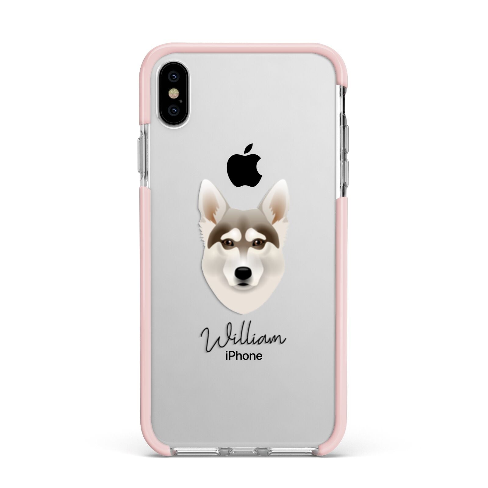 Northern Inuit Personalised Apple iPhone Xs Max Impact Case Pink Edge on Silver Phone