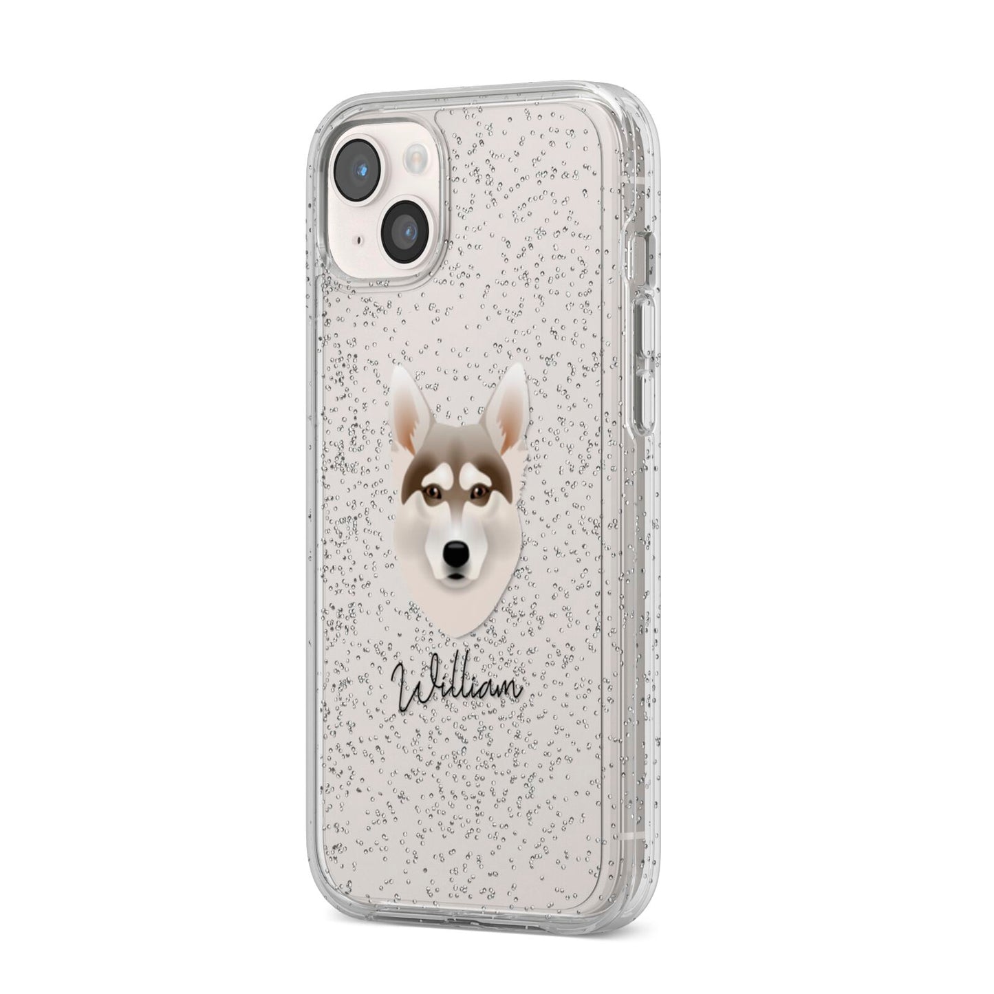 Northern Inuit Personalised iPhone 14 Plus Glitter Tough Case Starlight Angled Image