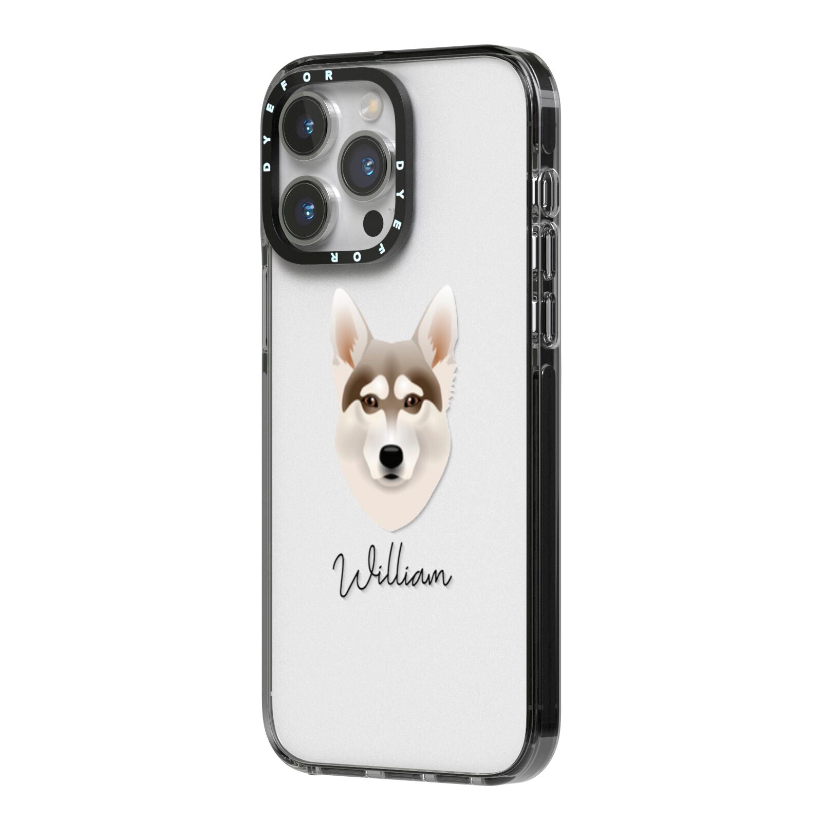 Northern Inuit Personalised iPhone 14 Pro Max Black Impact Case Side Angle on Silver phone