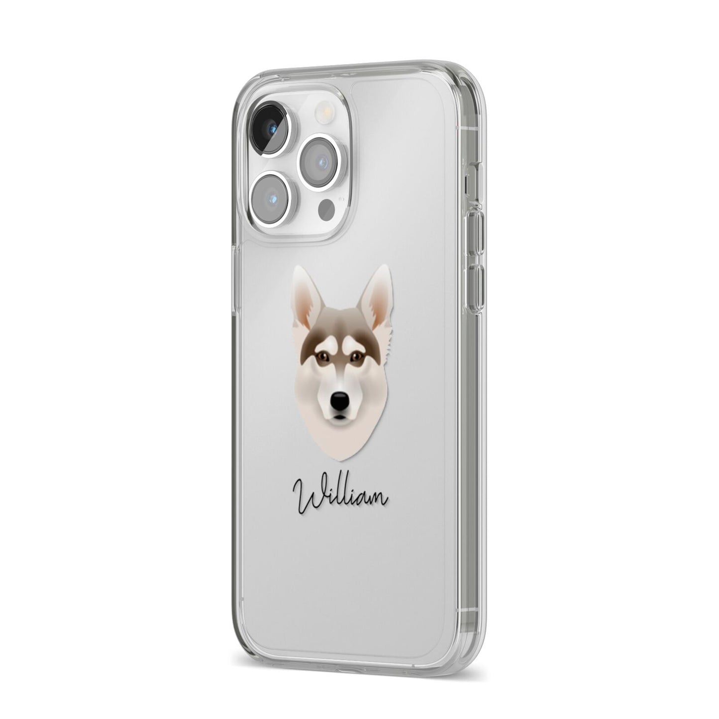 Northern Inuit Personalised iPhone 14 Pro Max Clear Tough Case Silver Angled Image